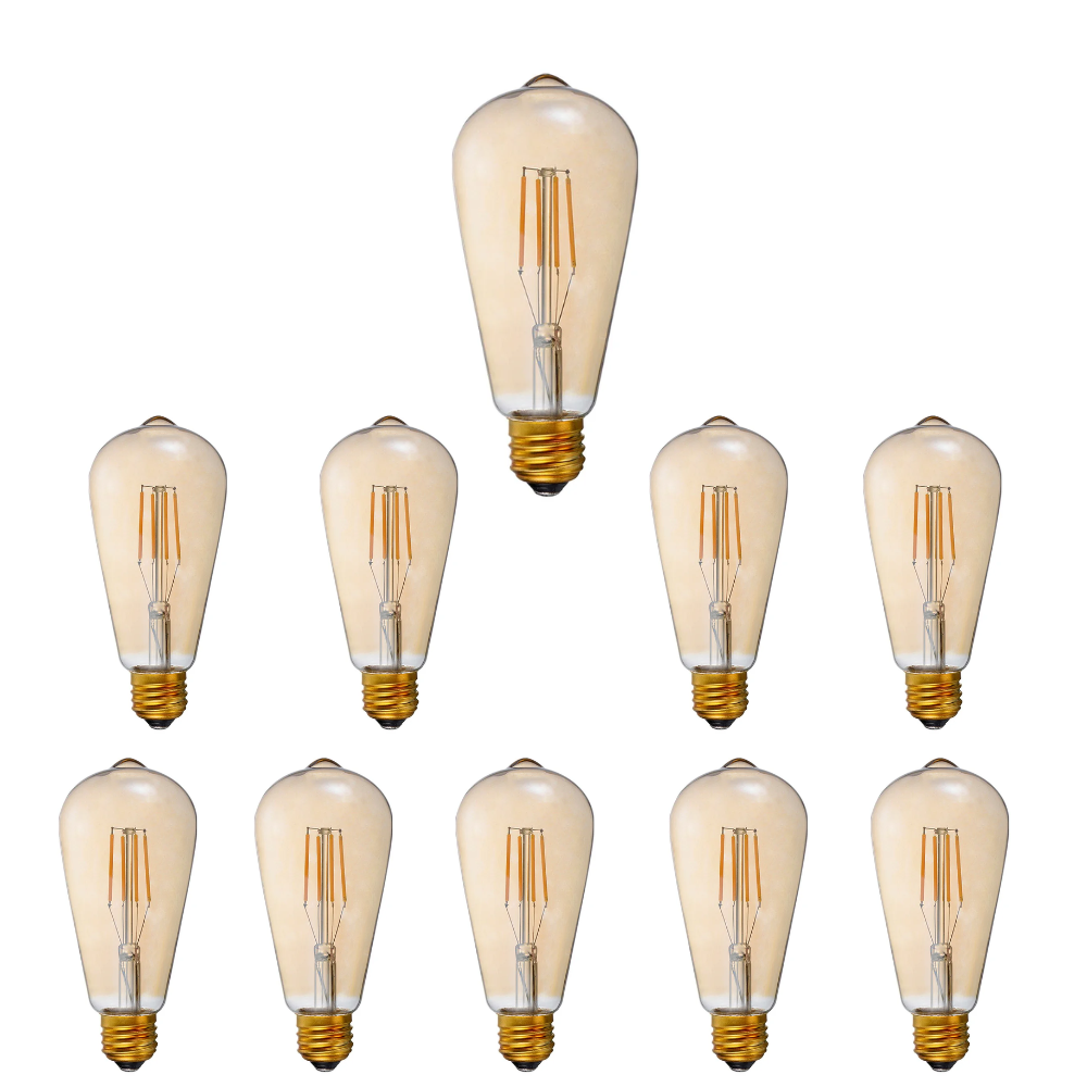 LED Filament Bulb - ST21 - 60 Watt Equivalent - Amber - 10 Pack - E26 - Dimmable