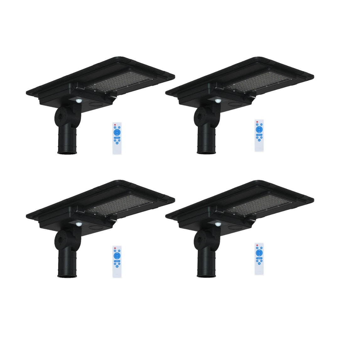 LED Solar Street and Pathway Light with Solar Panel and Remote Control - 40W - 6,400 Lumens - PIR Sensor Included - 4 Pack