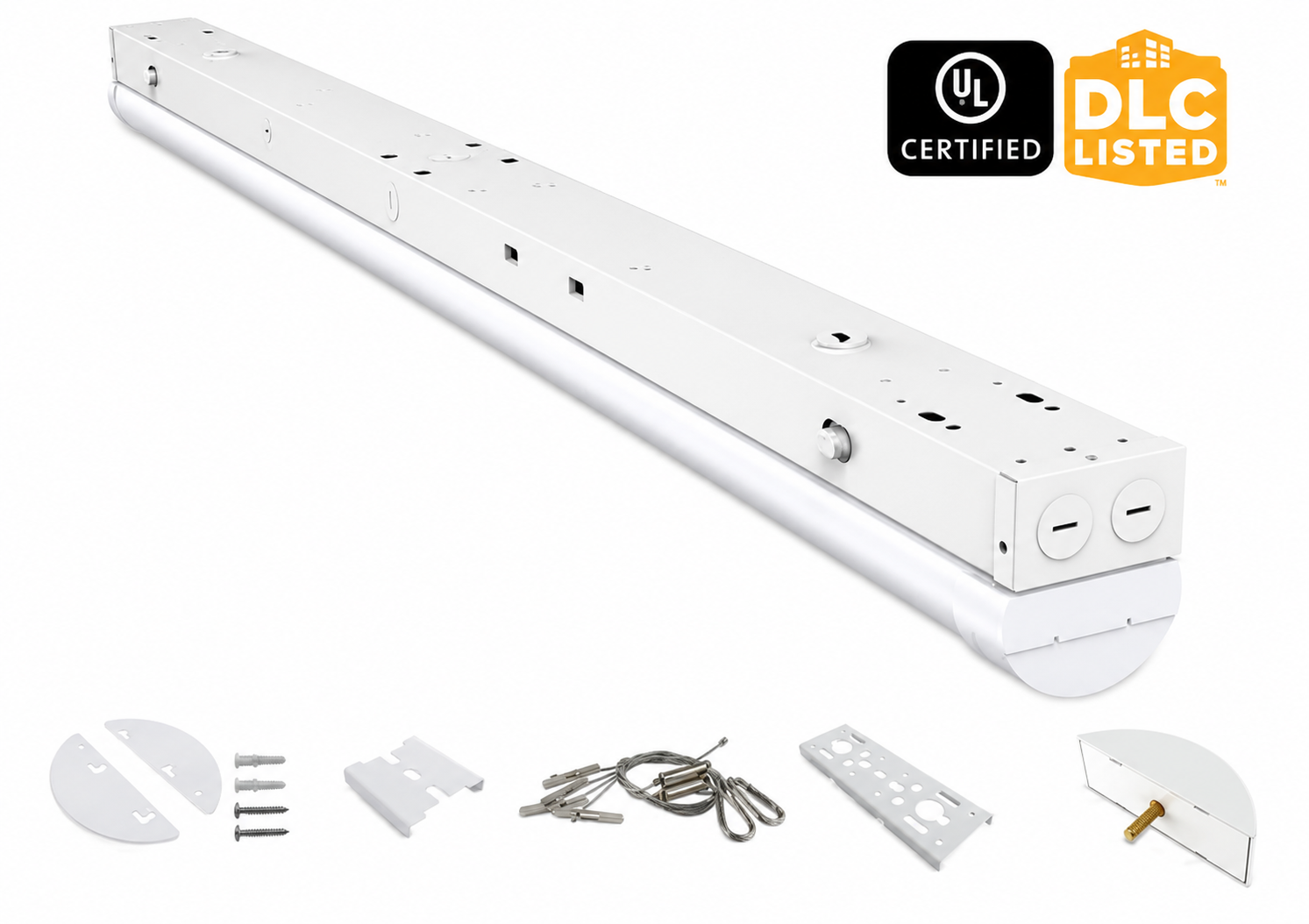 4FT LED Strip Light Fixture - 40W/30W/20W Selectable Wattage - 3000K/4000K/5000K Selectable CCT - UL + DLC
