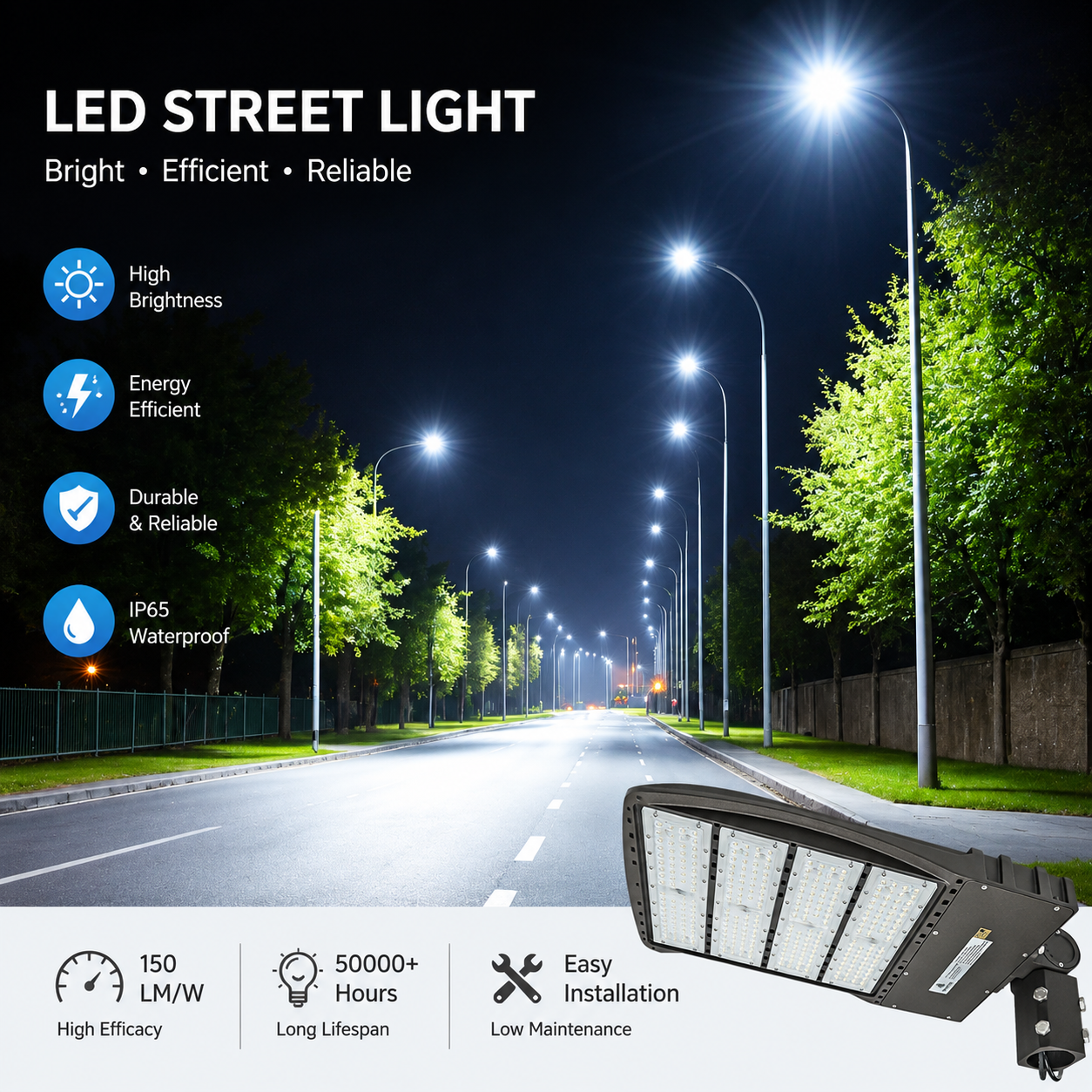 240W LED Street Light |  Slip Fitter Mount | Outdoor Parking Lot & Roadway Light | UL Listed