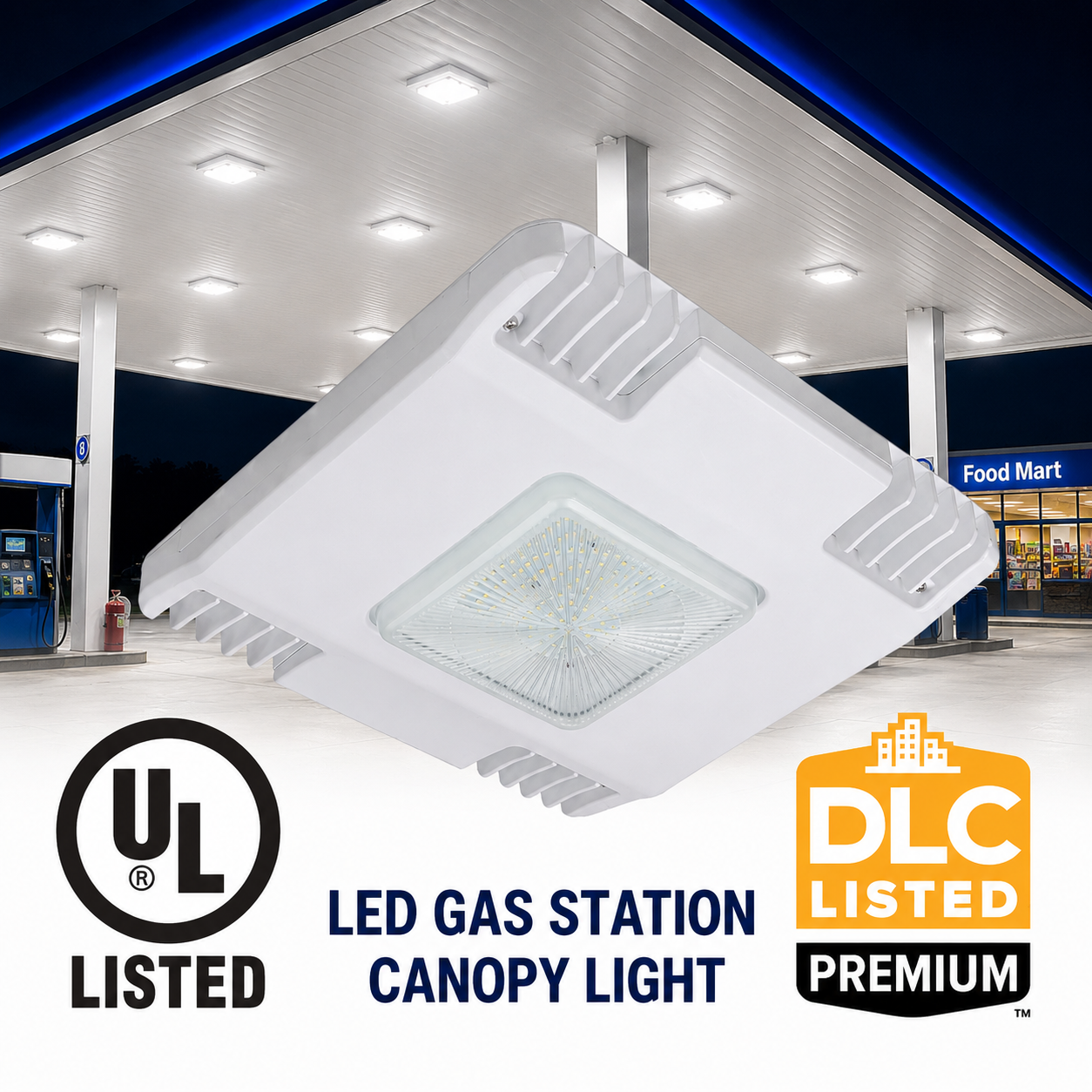 LED Canopy Light - 150W - Gas Station Canopy - 5700K - 20360 lumens - 5 Year Warranty (UL + DLC 5.1 Premium)