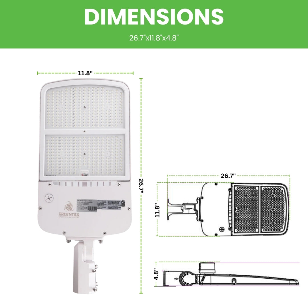 LED Street Light - 300W - 44,820 Lumens - Shorting Cap - Slip Fitter Mount - AL5 Series - White - UL+DLC 5.1