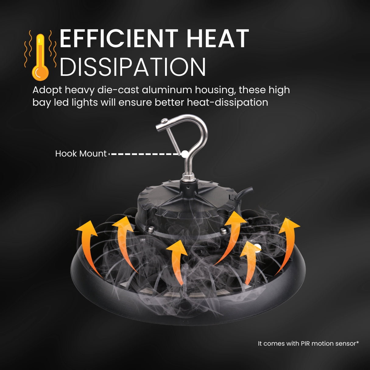 LED High Bay - 240W - 39,120 Lumens - PIR Sensor - UHBR - Hook Mount - UL+DLC5.1