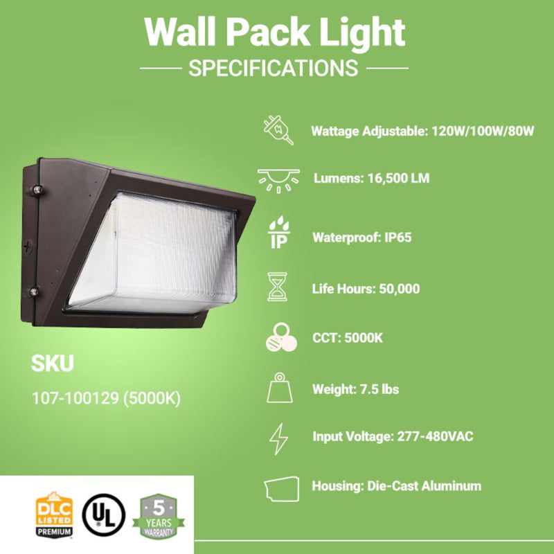 specfications of led wall pack light