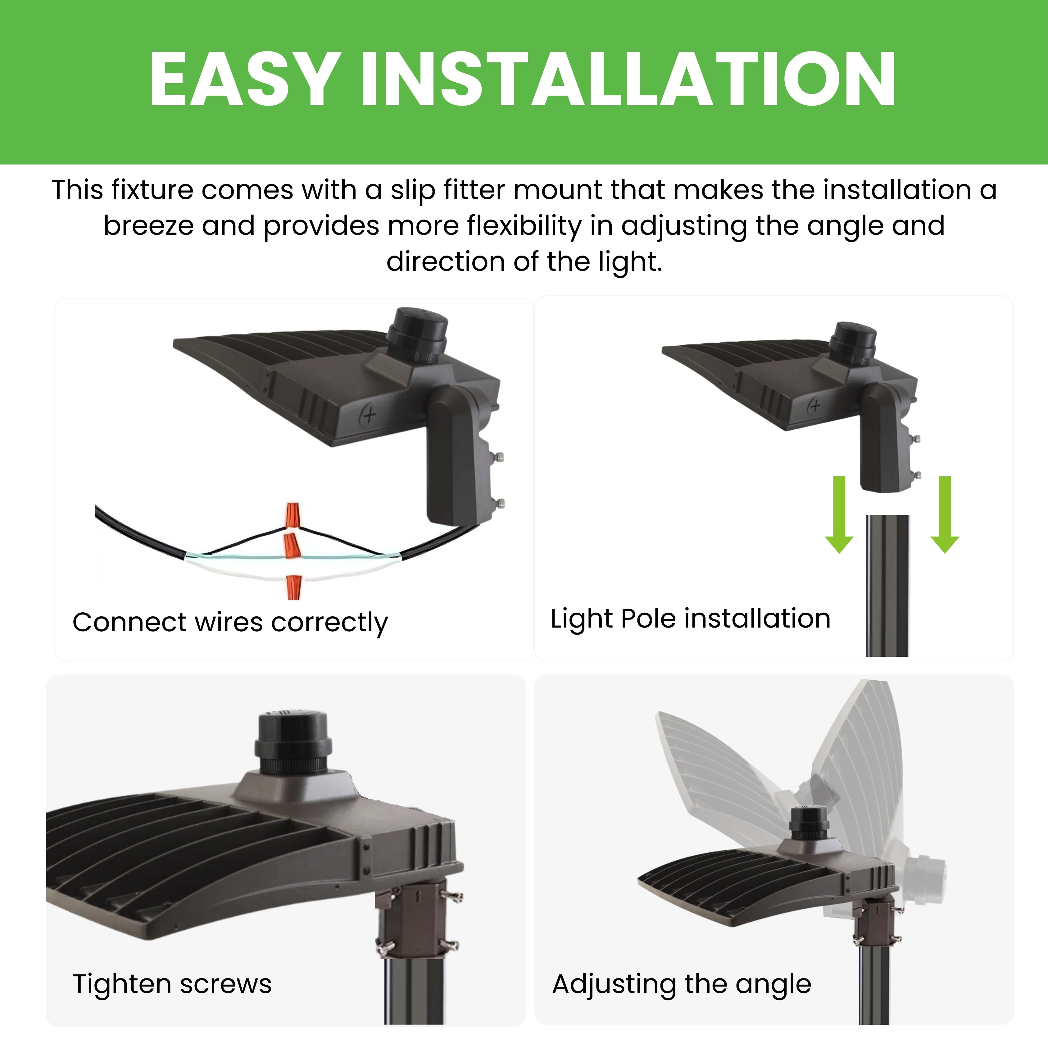 LED Street Light - 150W - 163 LM/W - 24,450 Lumens - Shorting Cap - Slip Fitter Mount - AL4 Series - UL+DLC 5.1