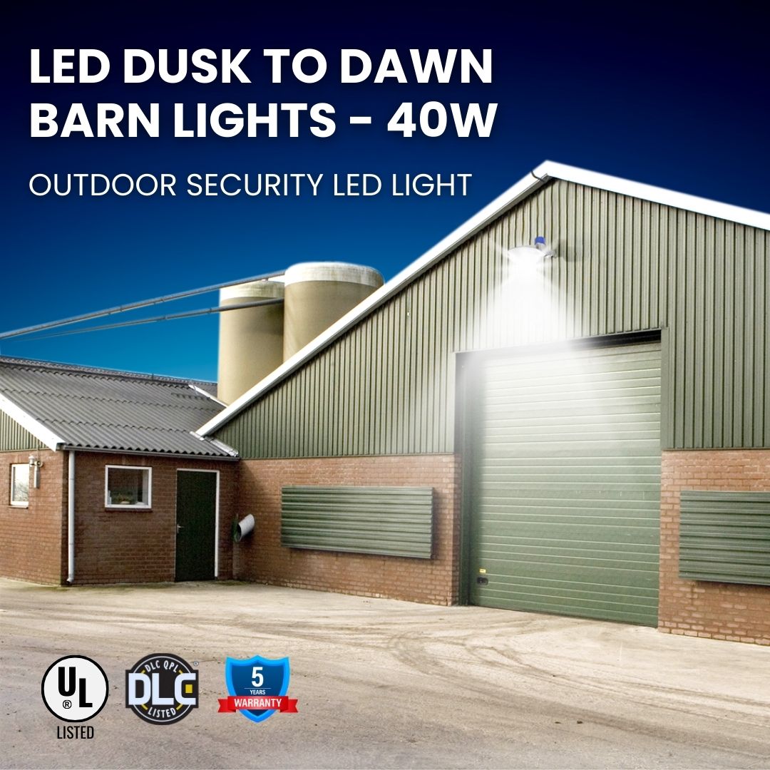 LED Dusk to Dawn Barn Lights - D2D - Outdoor Security Light LED - 40W - 5,880 Lumens - Photocell Included - (UL+DLC 5.1)