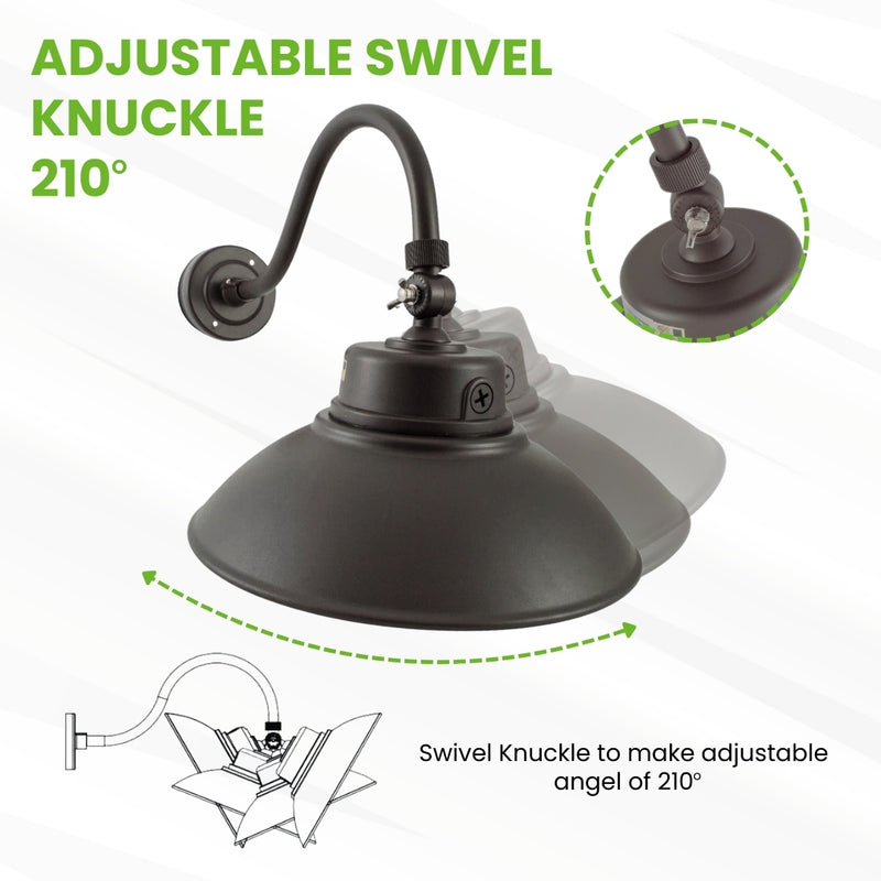 LED Gooseneck Barn Light - 35W - Swivel Head - Black