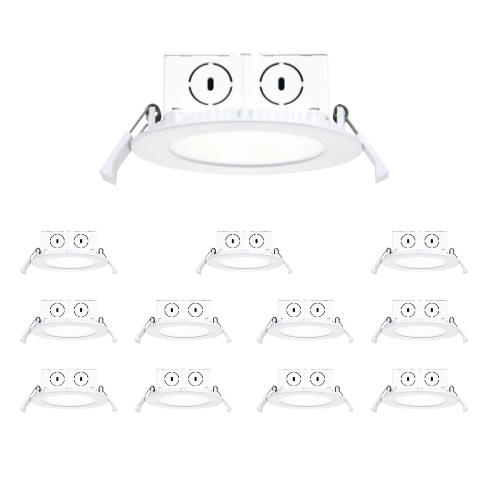 LED flat J-box Downlight - 4inch - 8W - 500lm - 12 Pack - Dimmable - UL