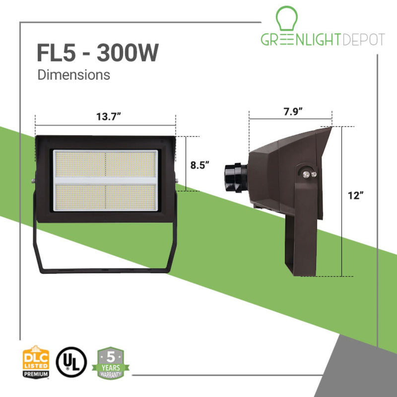 Dimensions of led flood light by Greenlight Depot