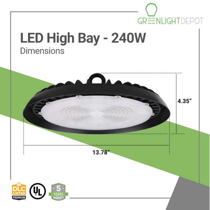 Dimensions of LED Slim UFO 240 watts light by Greenlight Depot 