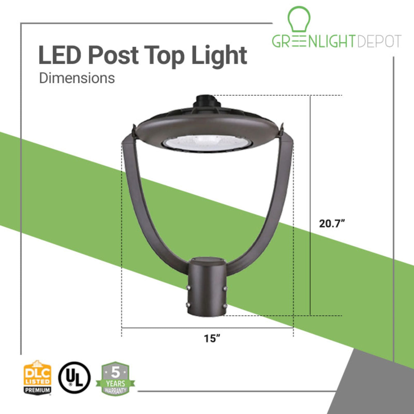 LED Post Top Light - Selectable Color Temperature - 55W - Bronze - Sho ...