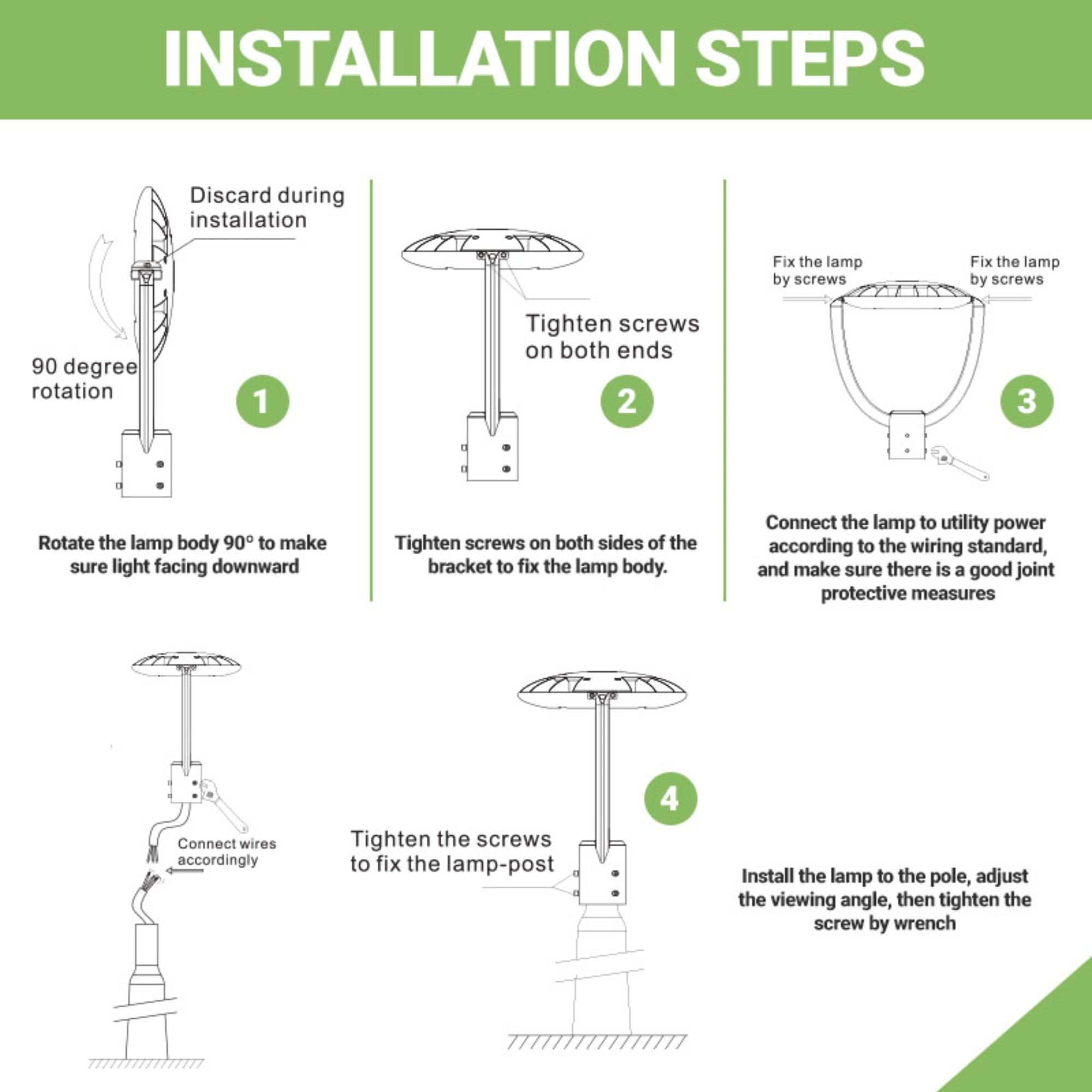 installation steps of led post top light garden light