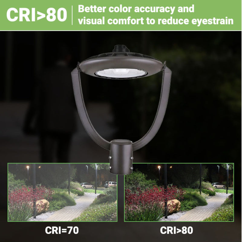 LED Post Top Light - Selectable Color Temperature - 75W - Black - Shorting Cap