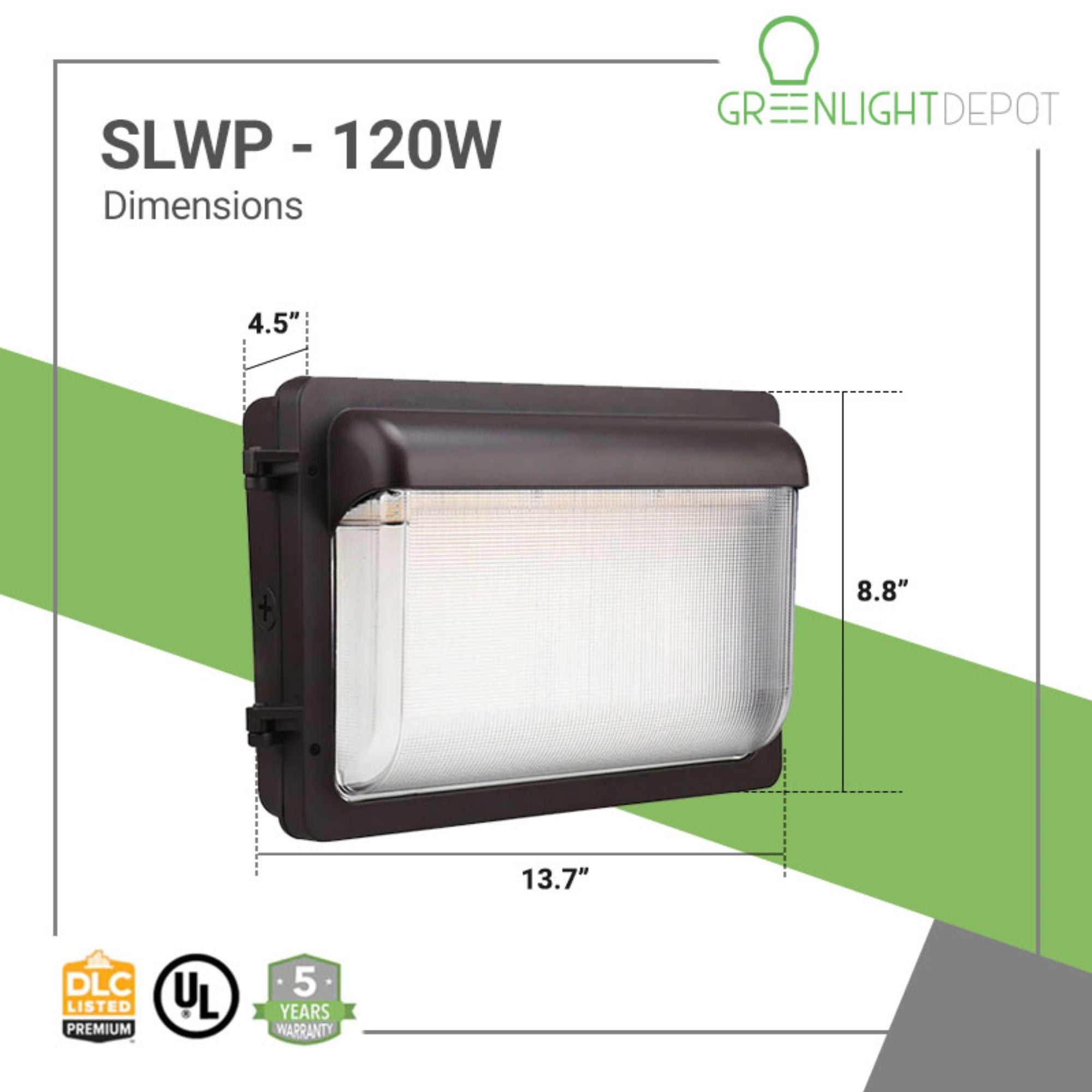 LED Slim Wall Pack Light - 133 LM/W - Wattage Tunable - 60W/50W/40W - Photocell Included - SLWP - Forward Throw - DLC 5.1 Listed