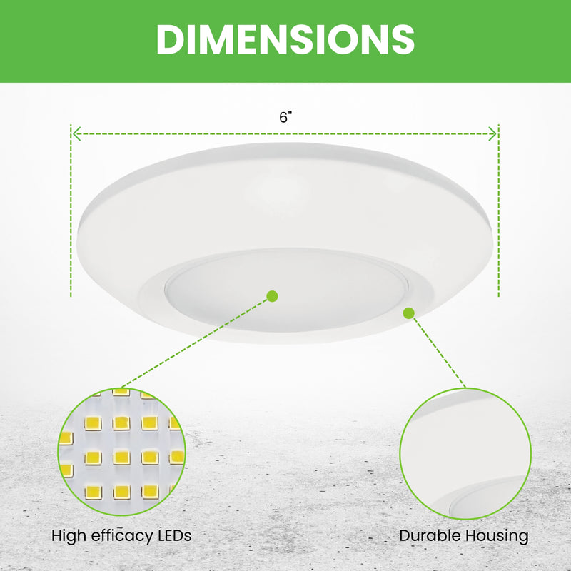 LED 6" Disk Light - 15W - 1100 LM - 24 Pack - Selectable 5 CCTs - Triac Dimming - ETL & ES