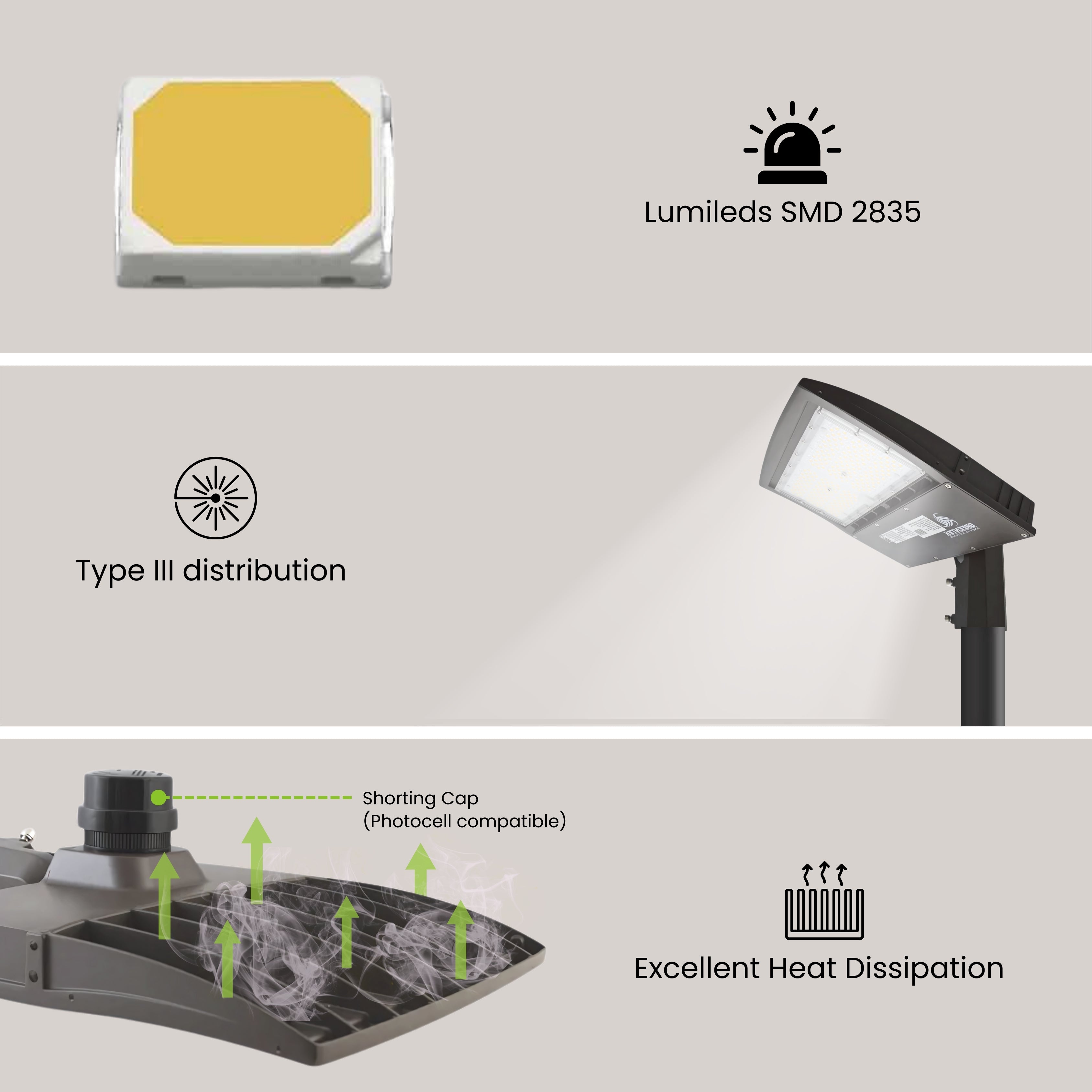 LED Street Light - 150W - 163 LM/W - 24,450 Lumens - Shorting Cap - Slip Fitter Mount - AL4 Series - UL+DLC 5.1