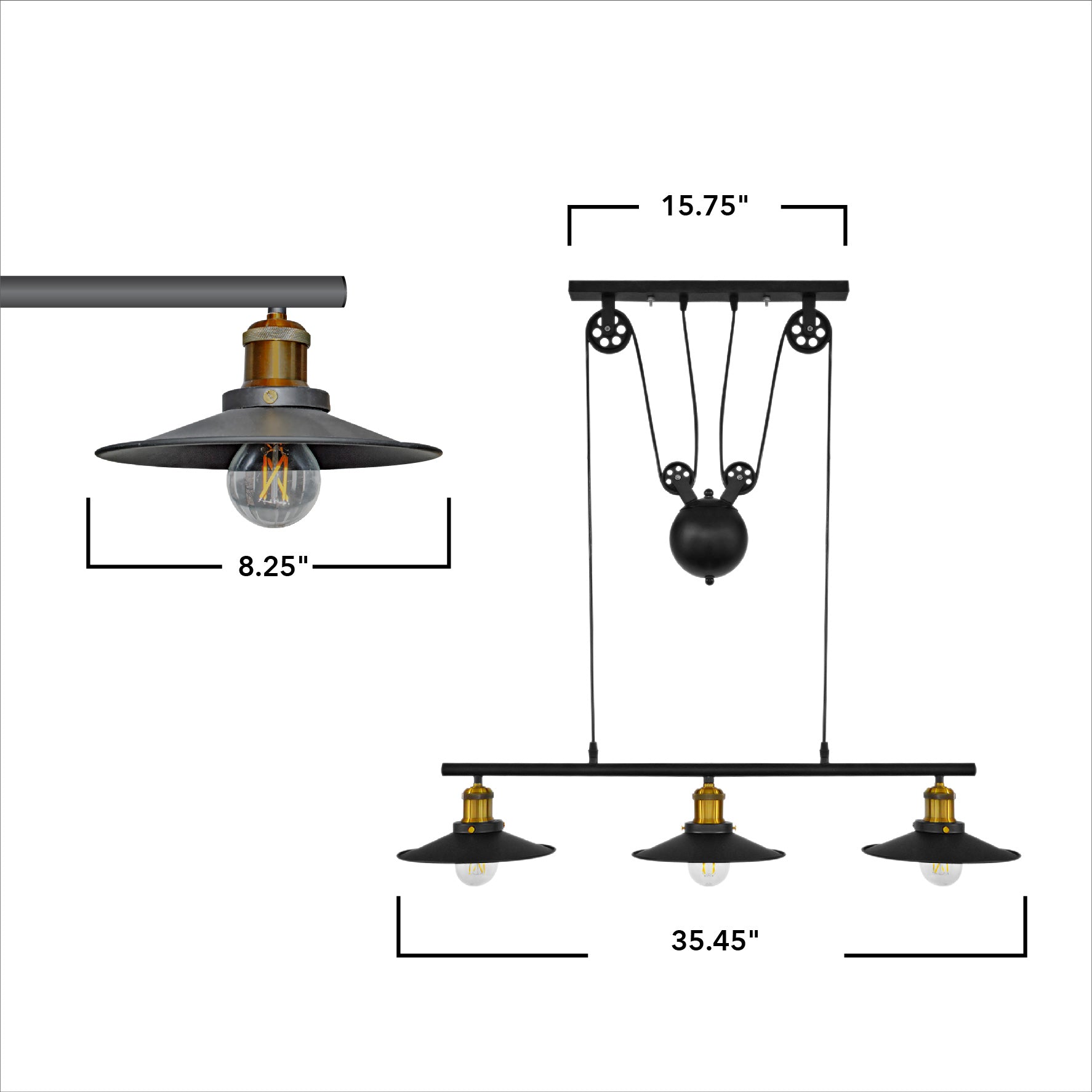 Island Pendant Light Industrial Rustic Suspension Iron 3 Light Black Kitchen Fixture