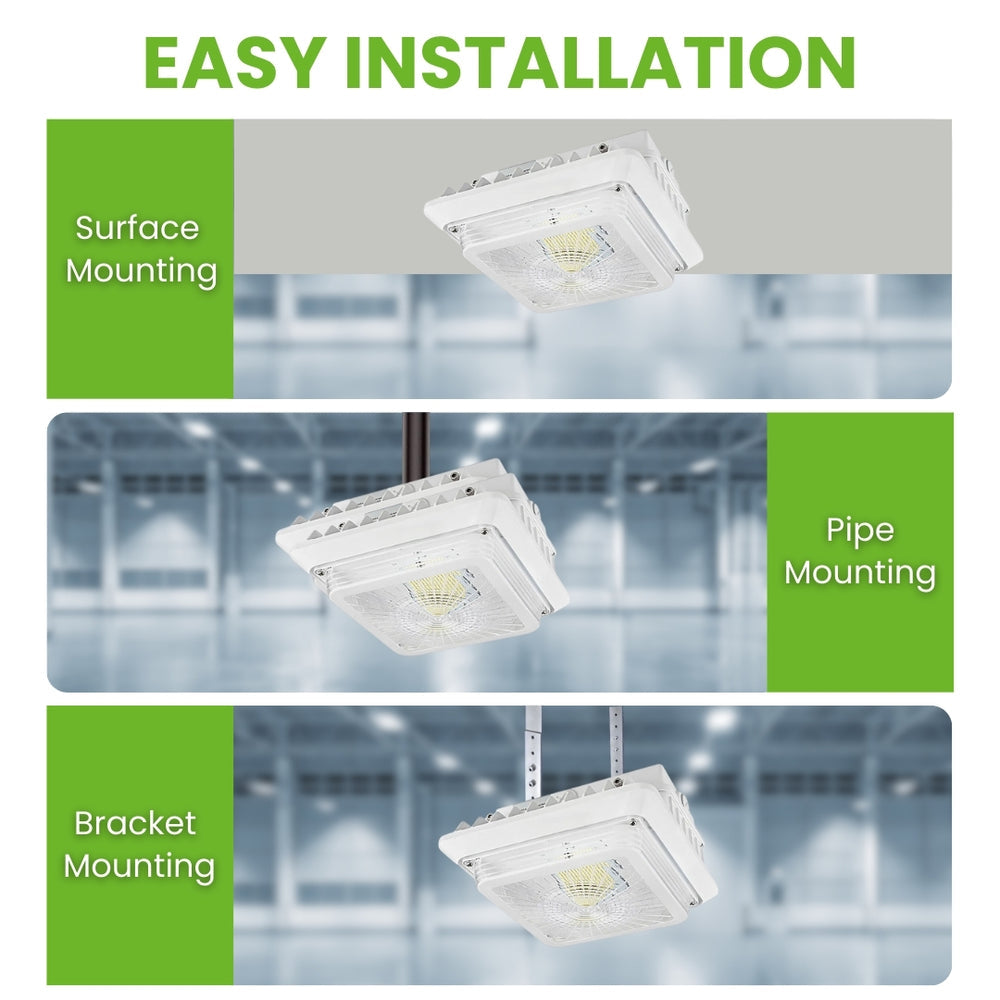 LED Canopy Light - 55W Outdoor Parking Garage Light - CCT Tunable (3000/4000/5000K) - White - (UL+DLC Listed)