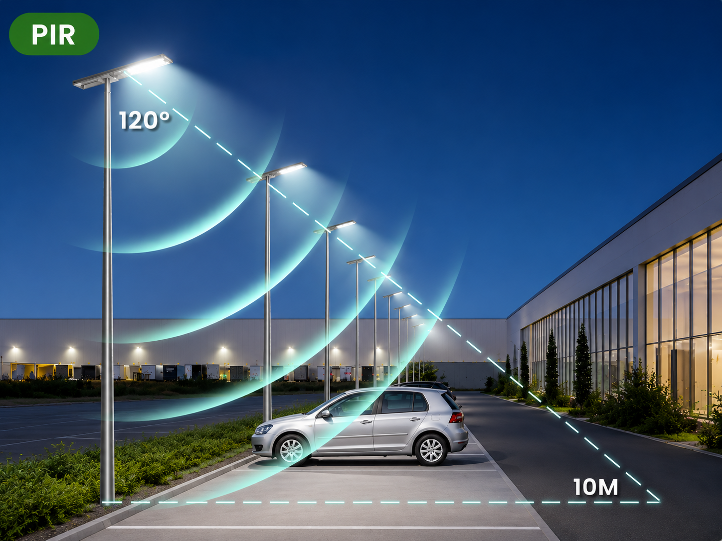 80W Raptor Solar LED Street Light -9600 Lumens - 5700K IP65 Waterproof with Li-ion Battery