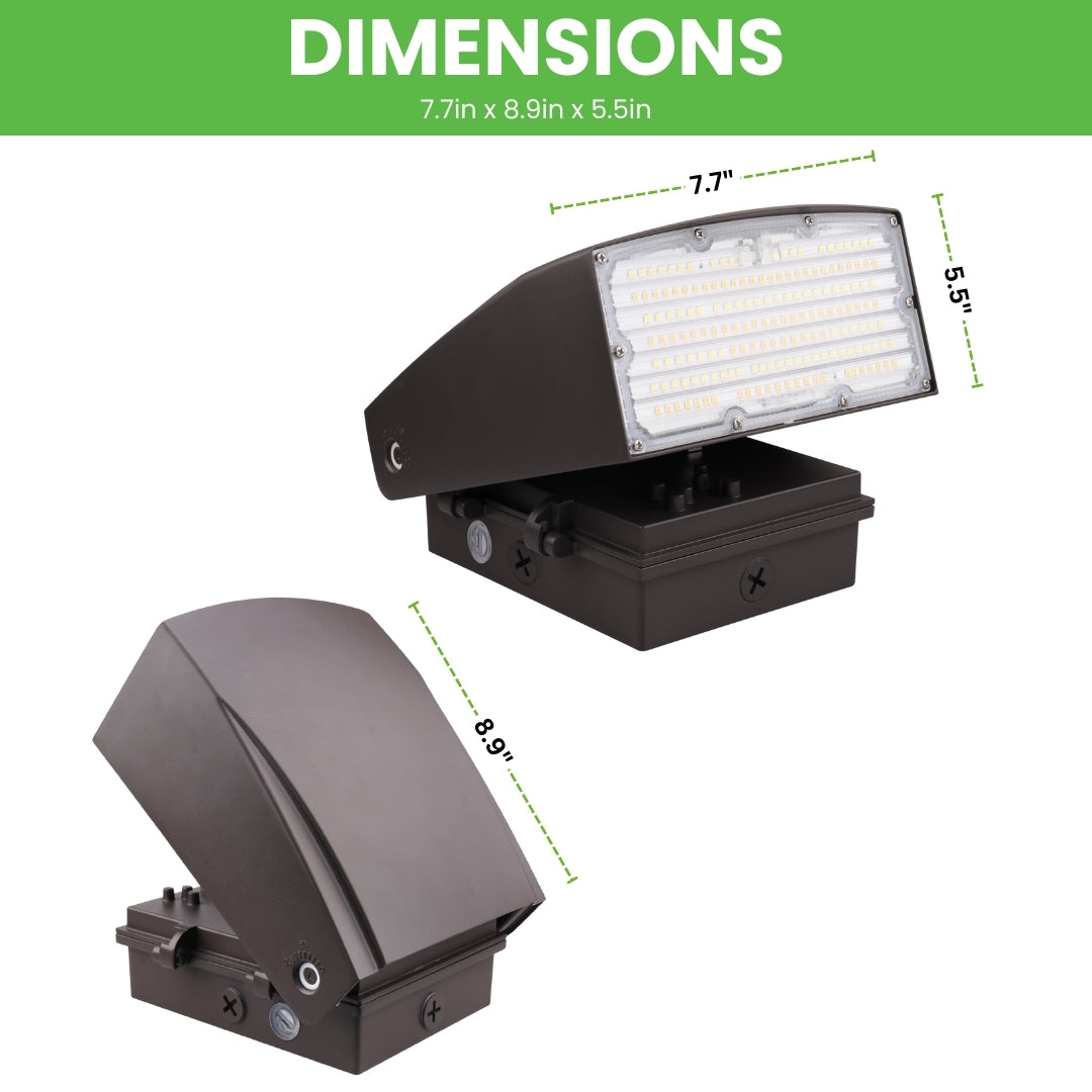 LED Adjustable Wall Pack - 50W - 7000LM - Tunable CCTs - Photocell Included - AWP - (UL + DLC 5.1)