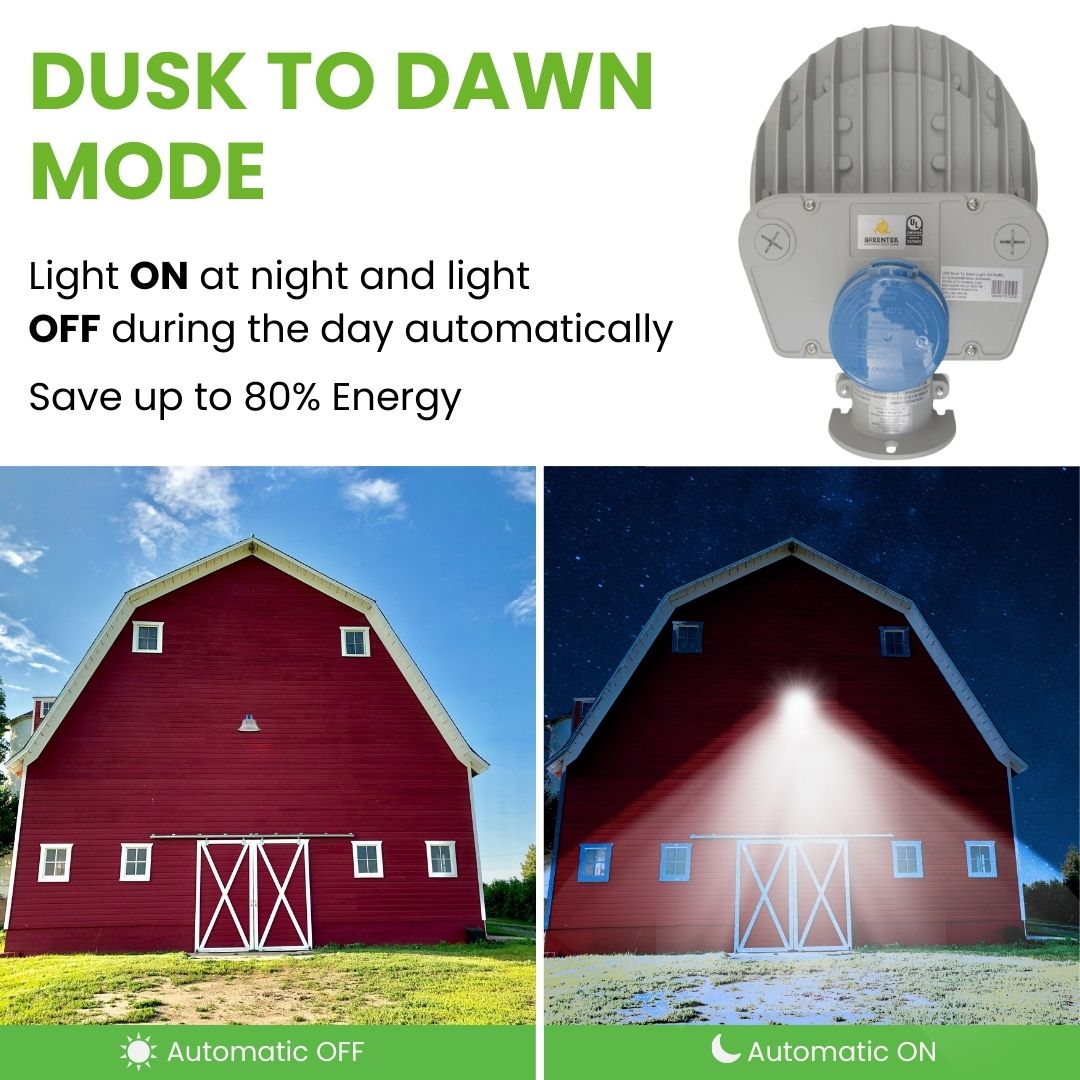 LED Dusk to Dawn Barn Lights - D2D - Outdoor Security Light LED - 40W - 5,880 Lumens - Photocell Included - (UL+DLC 5.1)