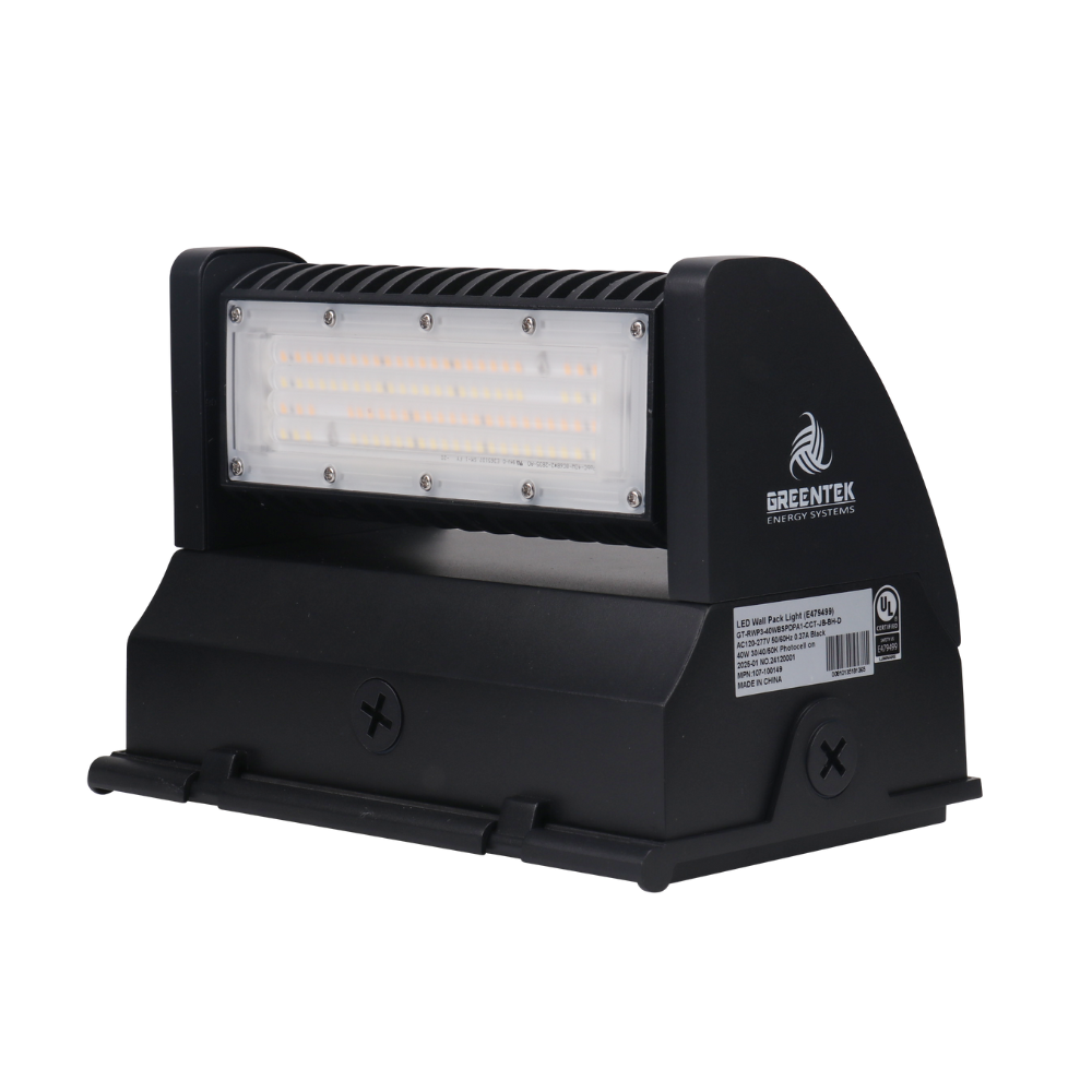 Adjustable LED Wall Pack w/ JBox- 40W - Tunable CCTs - RWP3 - DC Photocell Included - (UL+DLC 5.1 Premium)