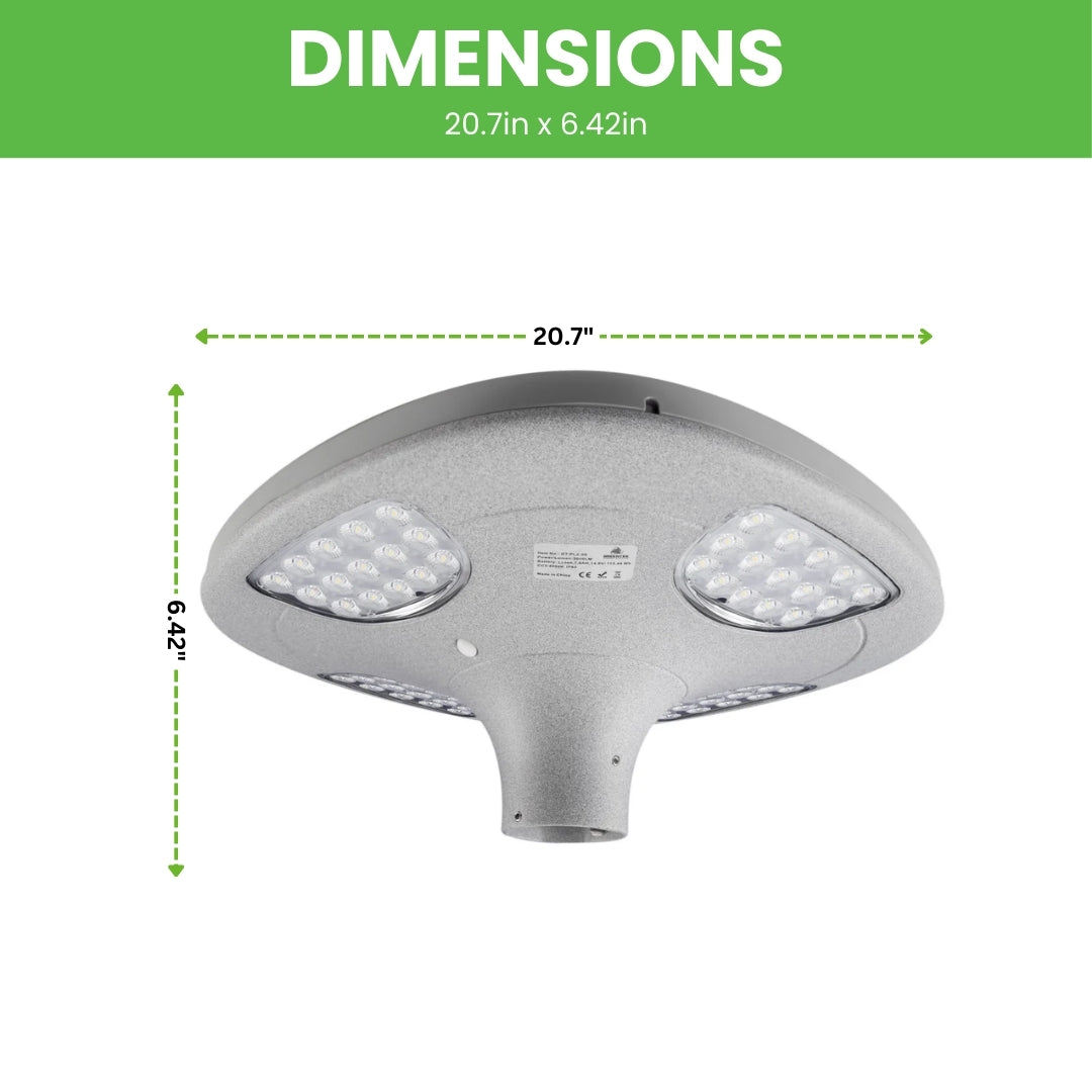 2000 Lumen Solar Post Top - LED Pathway And Street Light