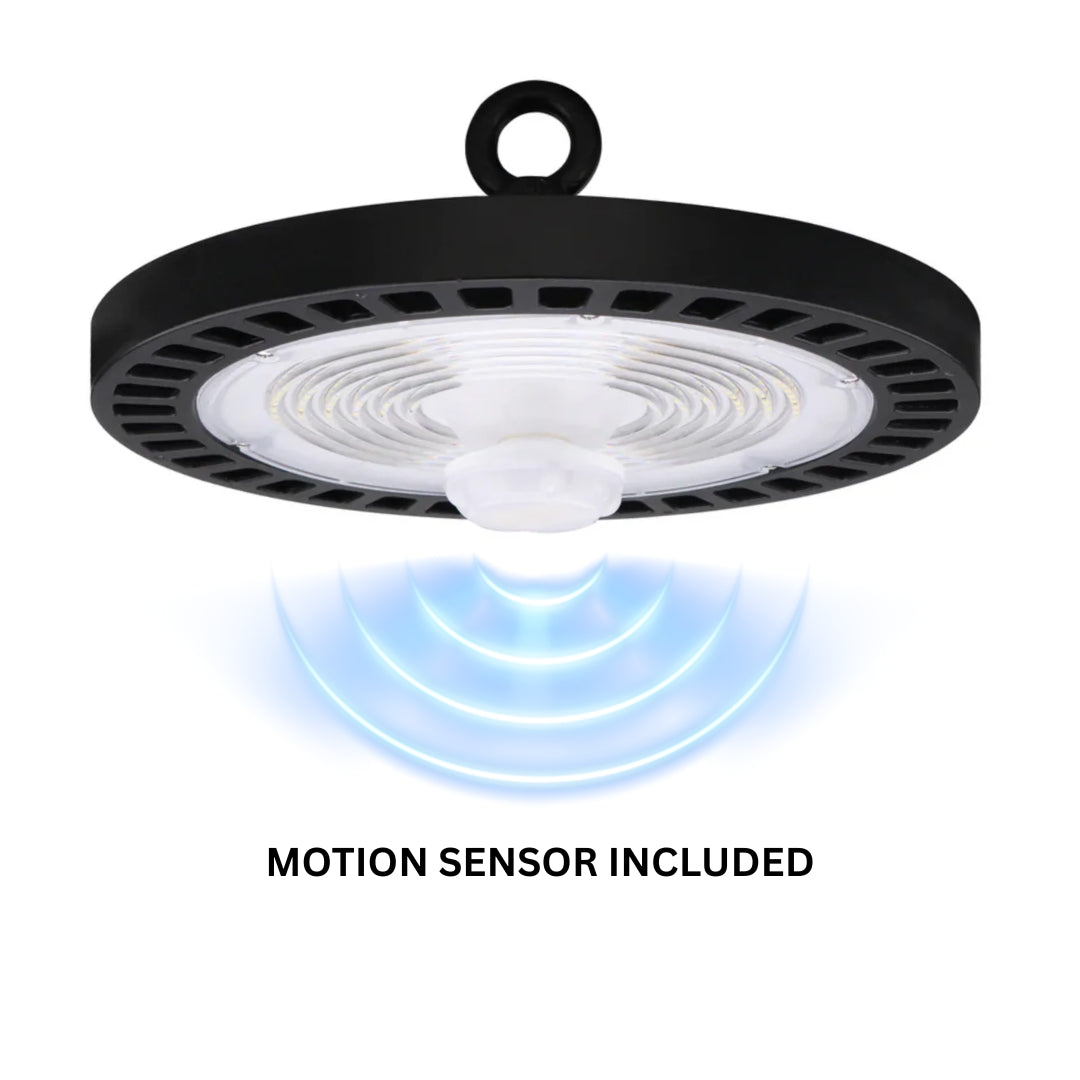 LED High Bay UFO - 100W - 14,500 Lumens - Motion Sensor - UFO3 - Hook Mount - 6kV Surge Protector - UFO Series - UL+DLC5.1 Premium