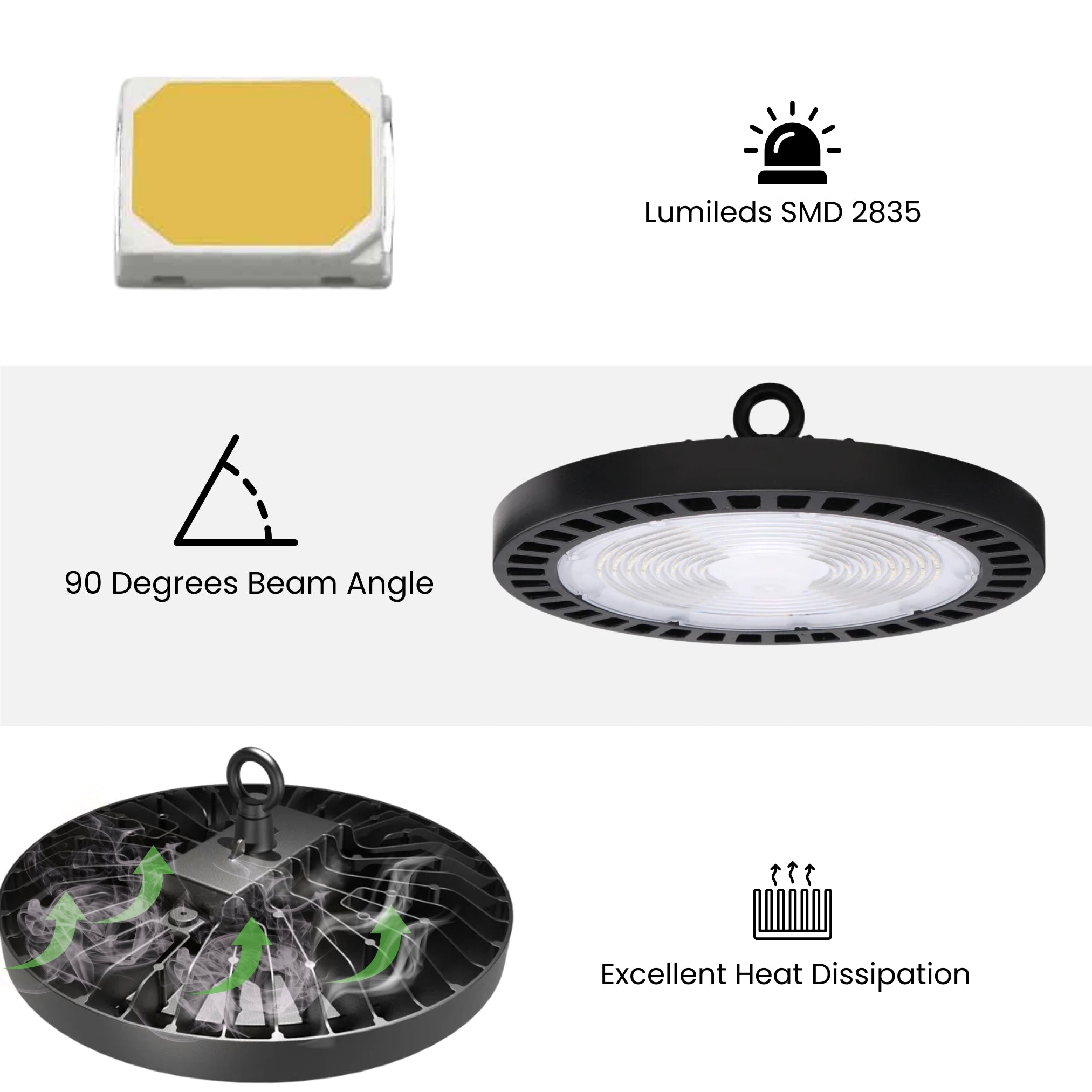 LED High Bay UFO - 240W - 34,800 Lumens - UFO3 - Hook Mount - 6kV Surge Protector - UFO Series - UL+DLC5.1