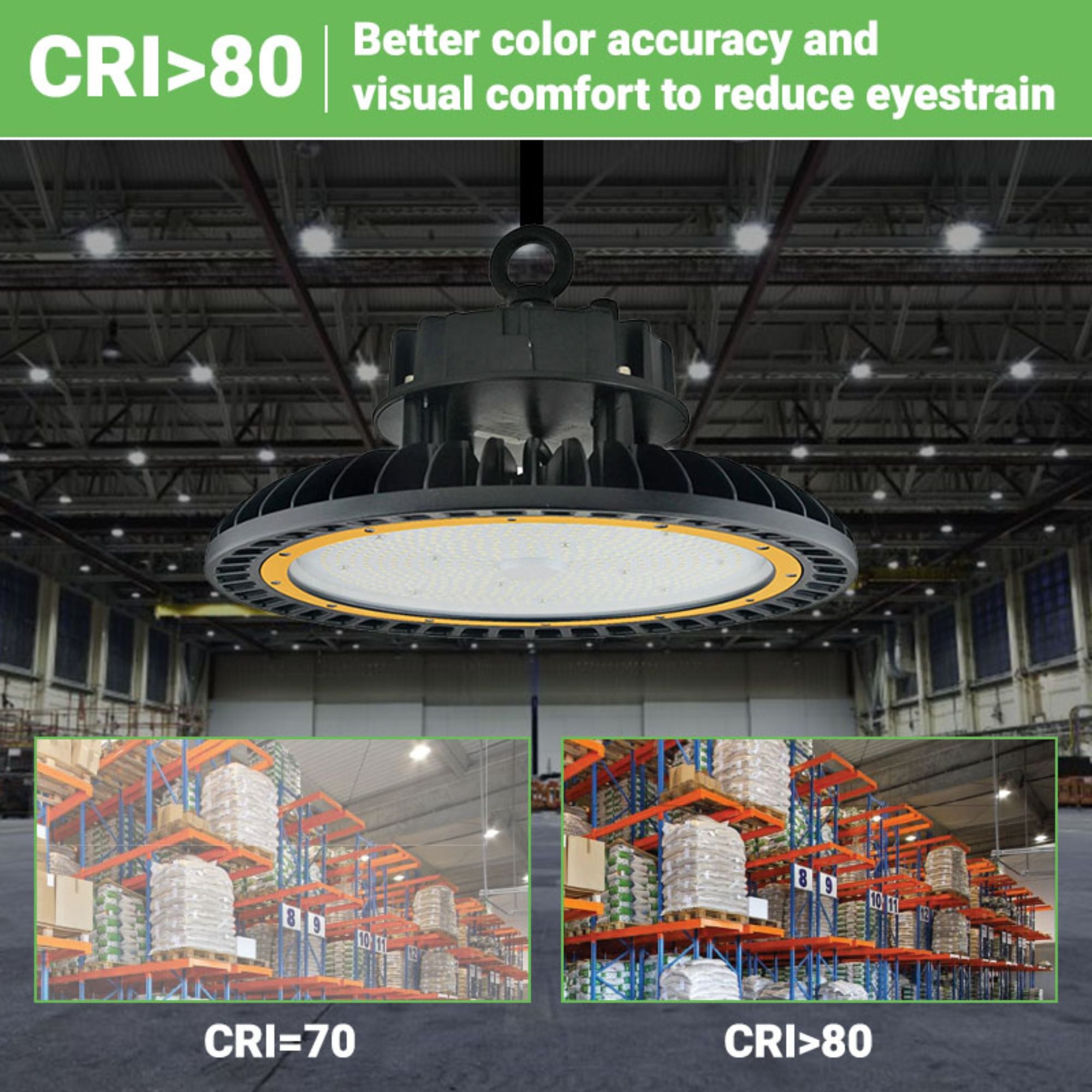 LED High Bay - 200W - 29,000 Lumens - Hook Mount - Tempered Glass - UFO Series - UL