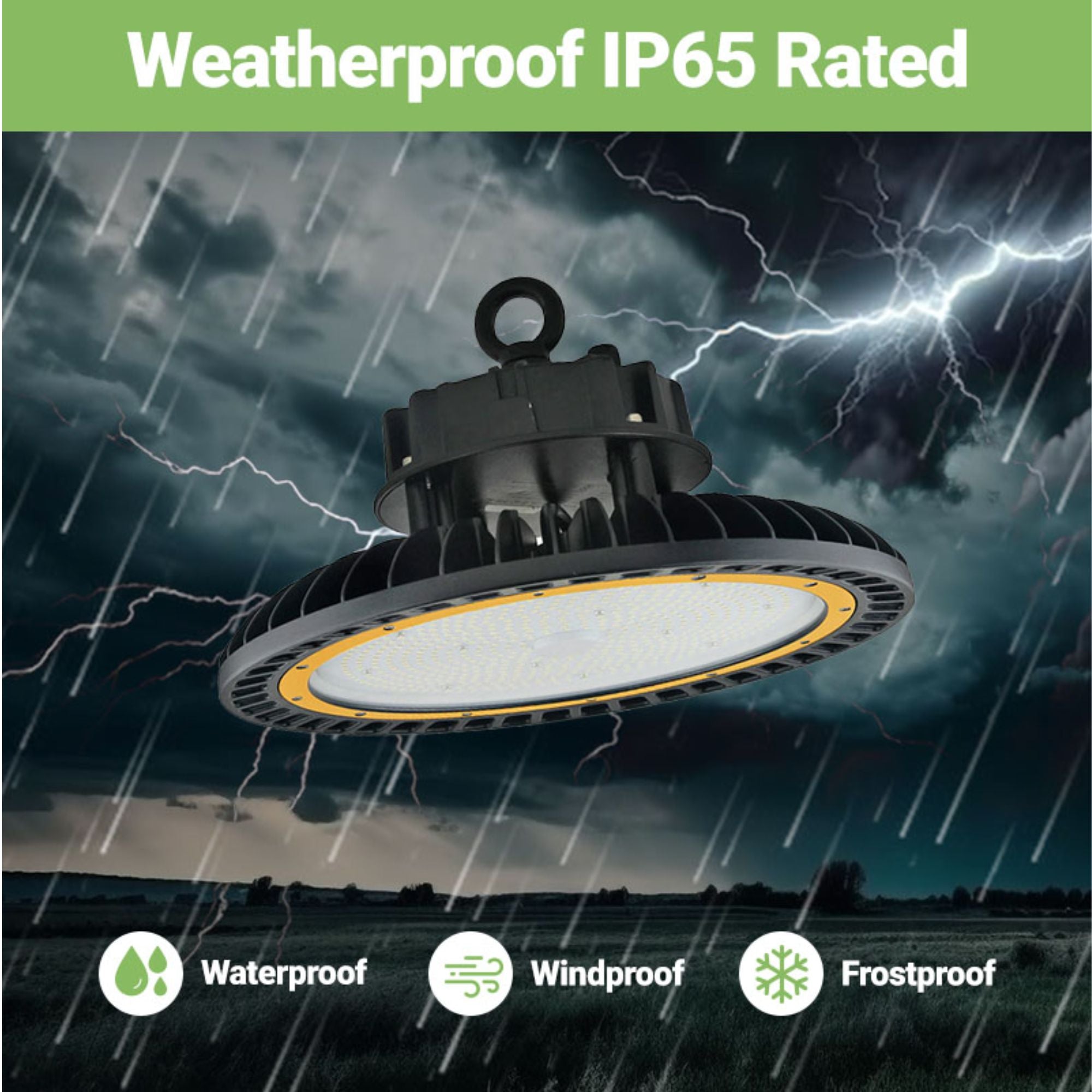 LED High Bay - 200W - 29,000 Lumens - Hook Mount - Tempered Glass - UFO Series - UL