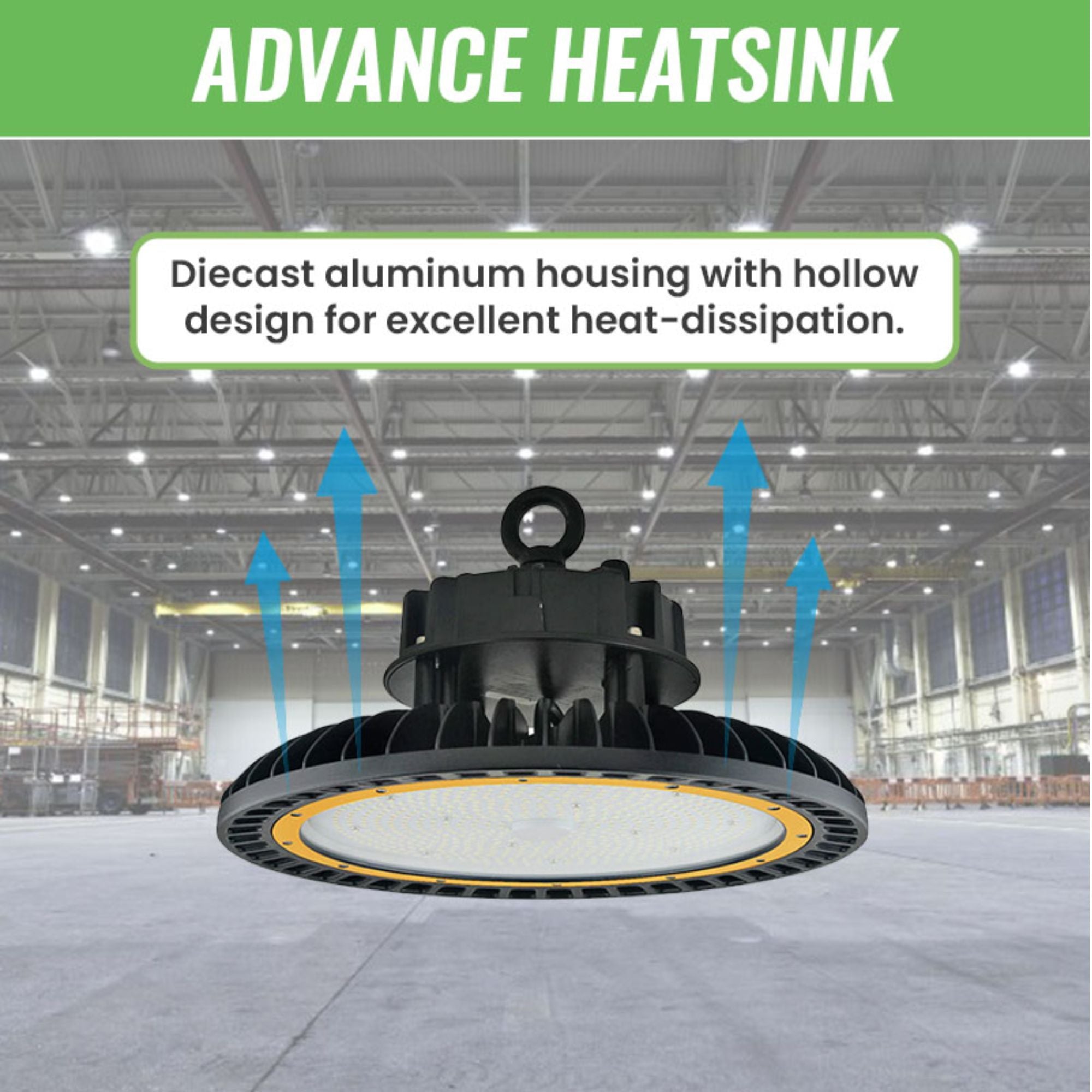 LED High Bay - 200W - 29,000 Lumens - Hook Mount - Tempered Glass - UFO Series - UL