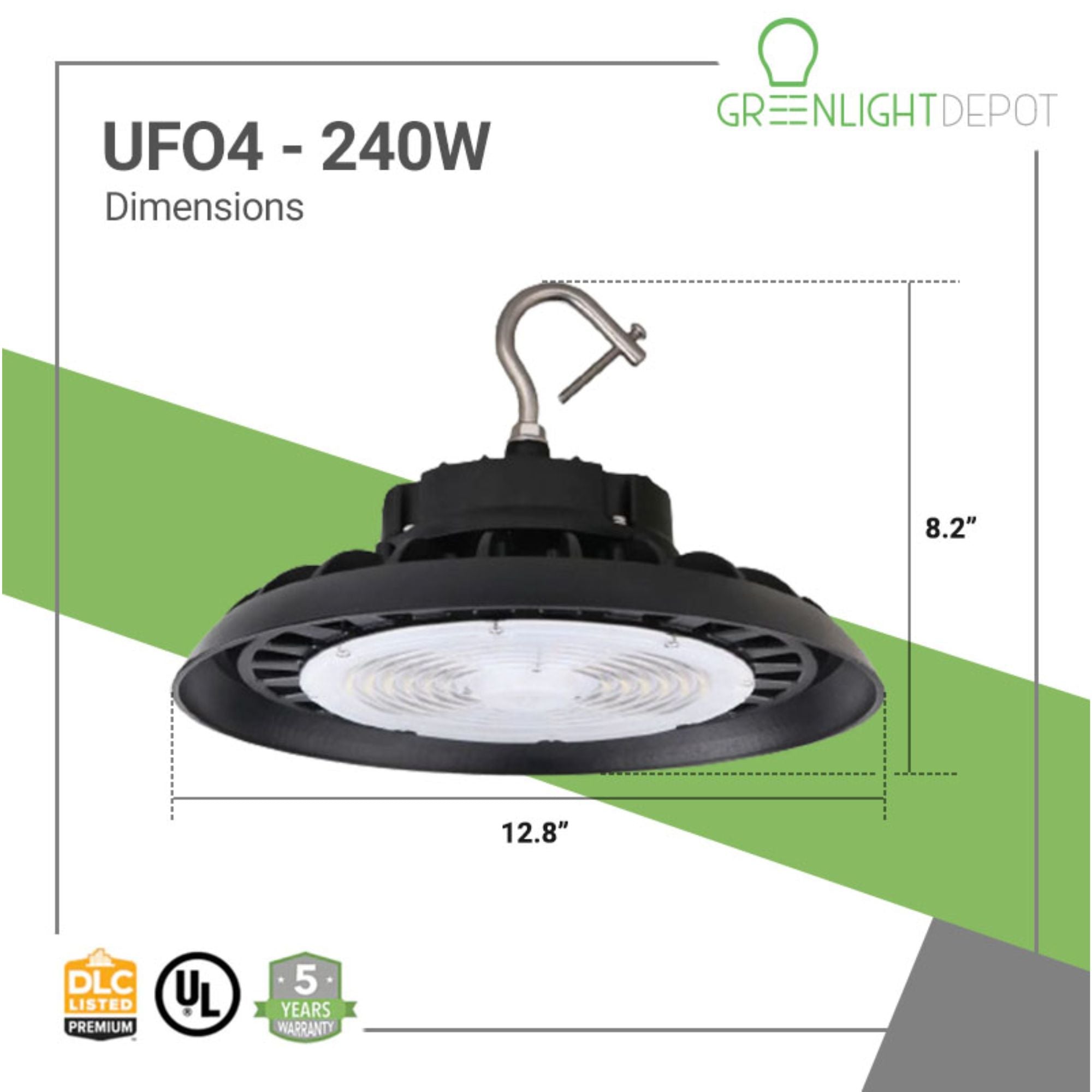 Dimensions of LED High Bay UFO4 240 Watts 