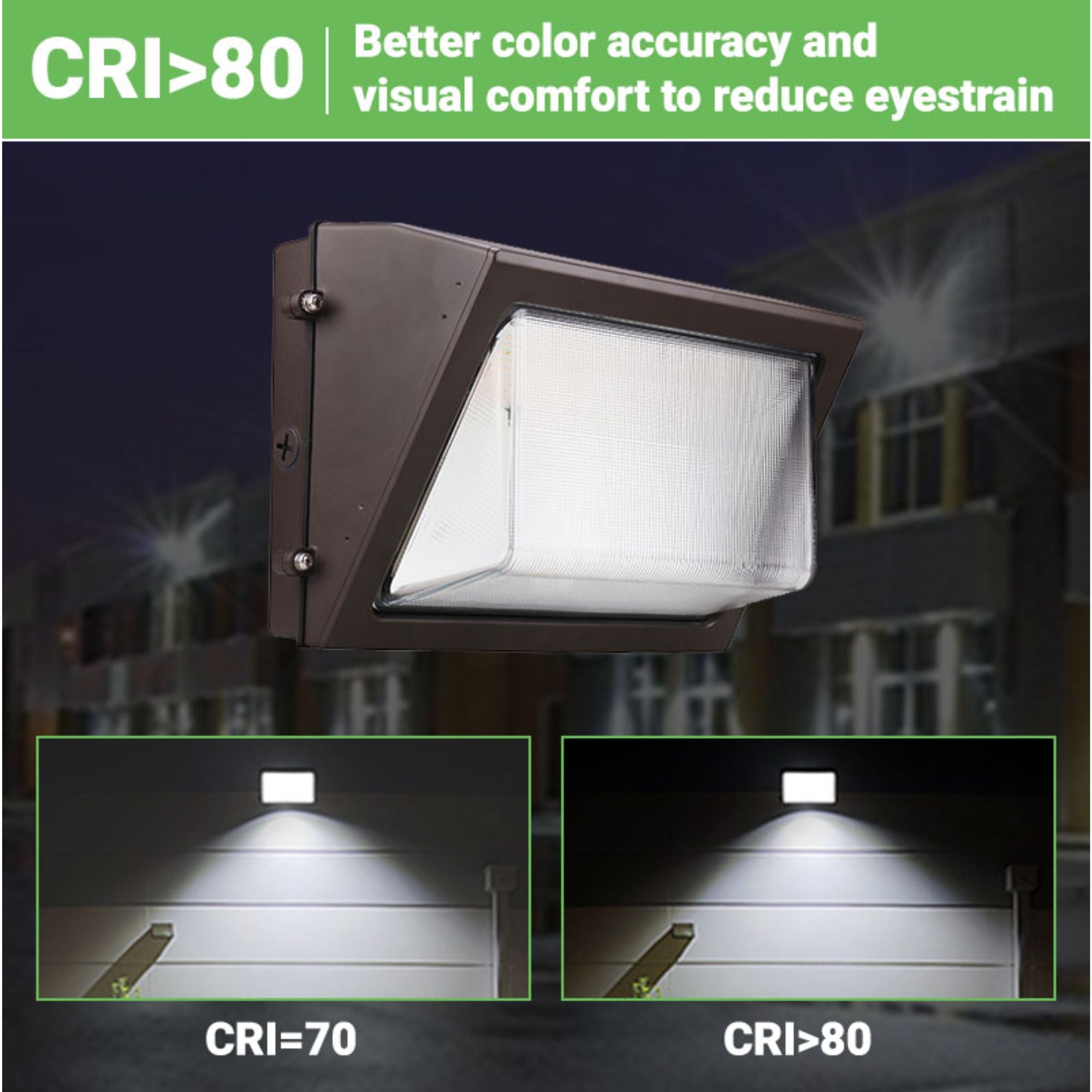 Wall pack light greenlight depot CRI 80