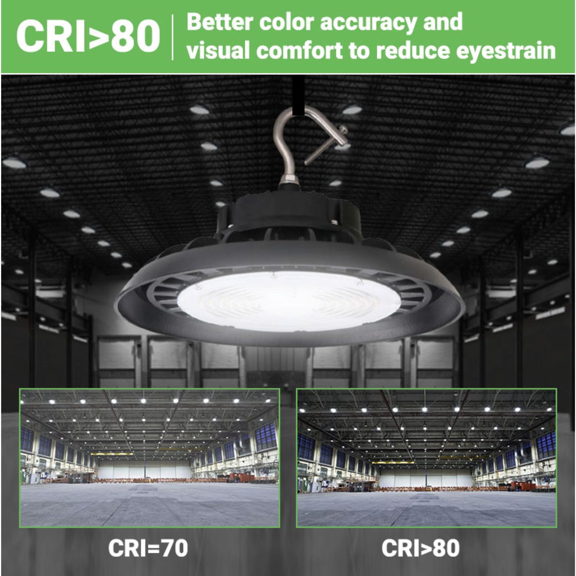 150W LED High Bay | 21,200 Lumens LED Hook Mount Black