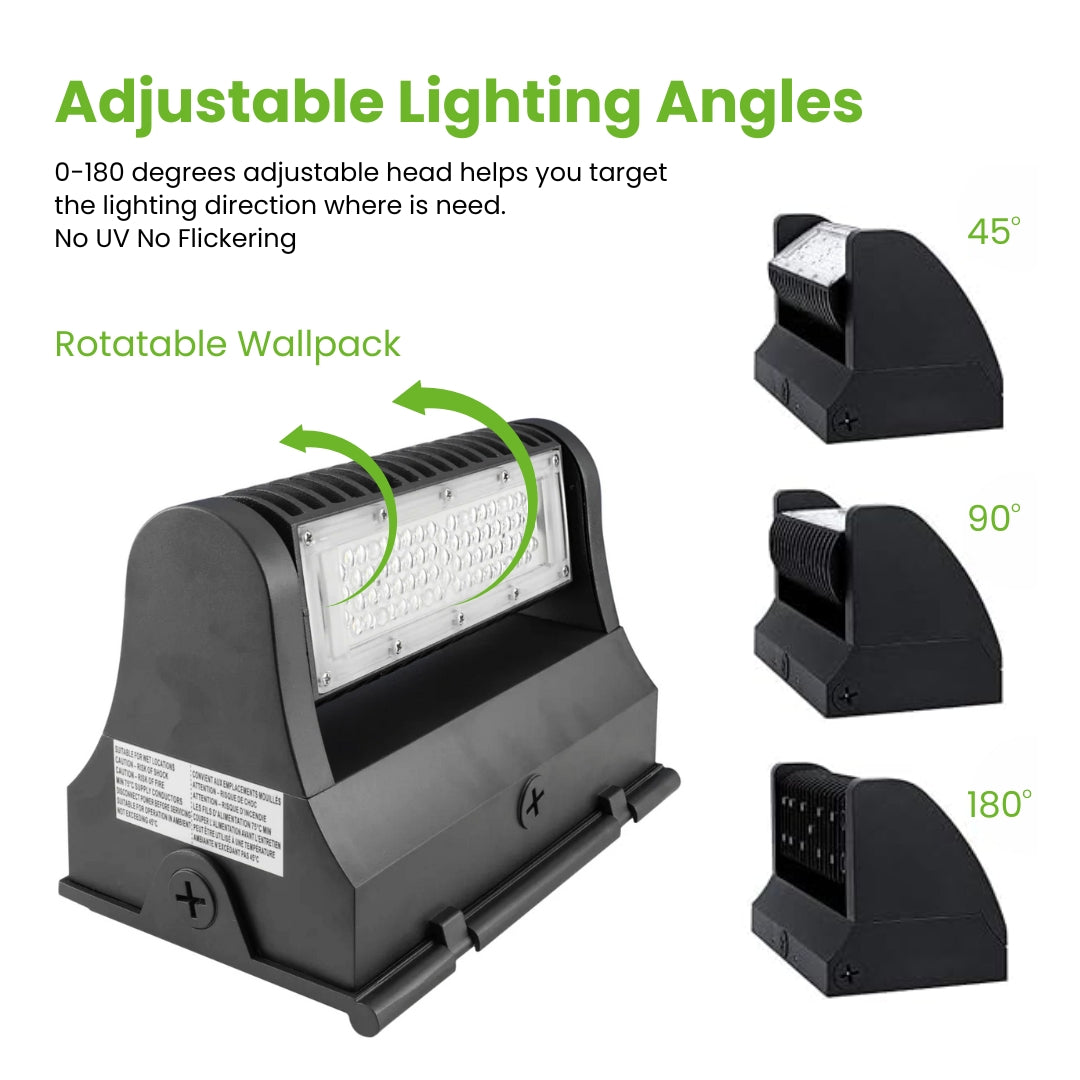 LED Rotatable Wall Pack - 40W - JBox - (UL+DLC)