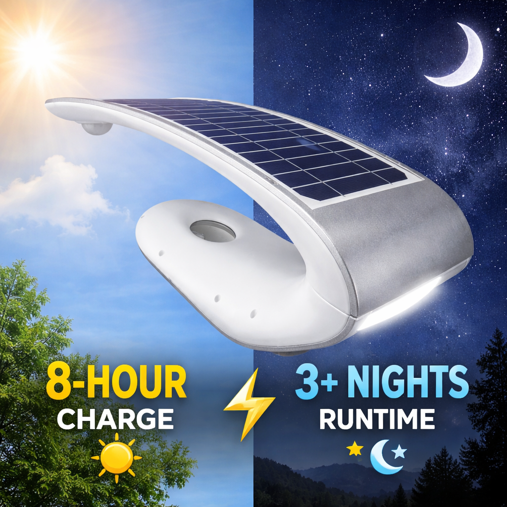LED Solar Street Light with Solar Panels - 3,000 LUMENS - CURVED