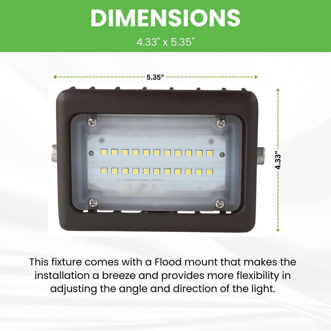 LED Flood Light - 15W -Flood Mount - (UL+DLC) - 5 Year Warranty