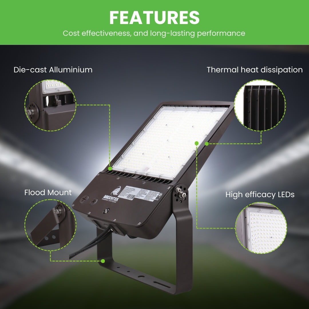 LED Flood Light - FL4 - 300W - 43500LM -  Flood Mount - DLC