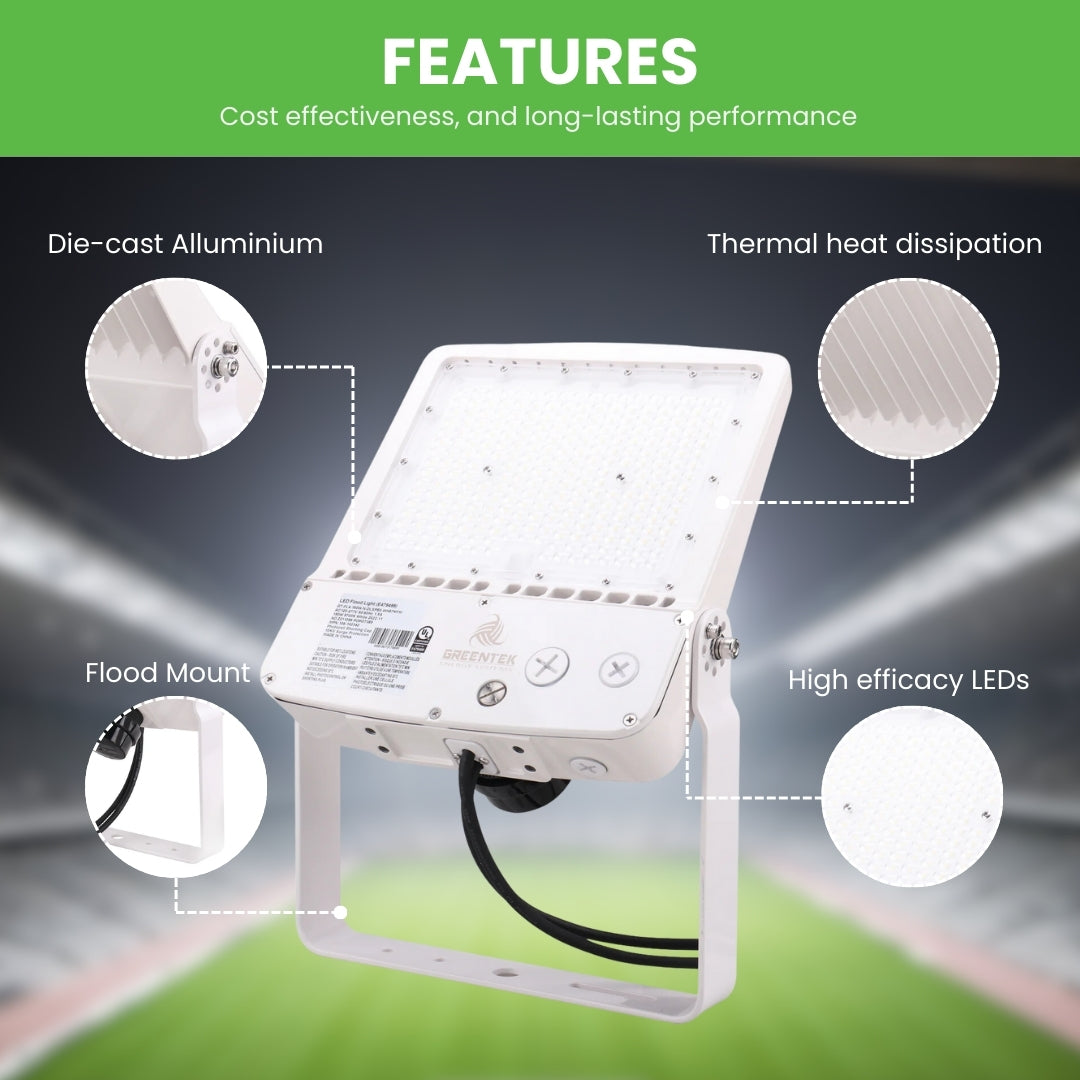 LED Flood Light - FL4 - 300W - 43500LM -  Flood Mount - White - DLC