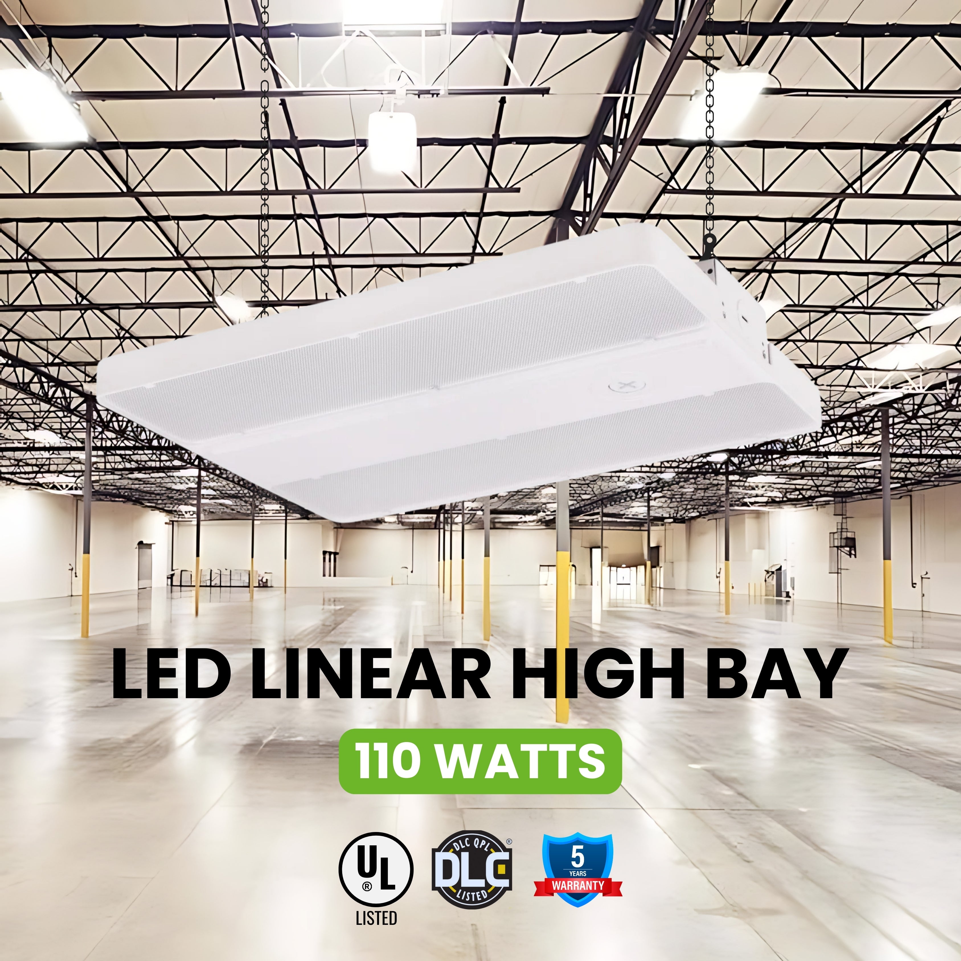 LED Linear High Bay - 110W - LB2 - Frosted Lens - 1.2ft - Chain Mount - (UL+DLC)