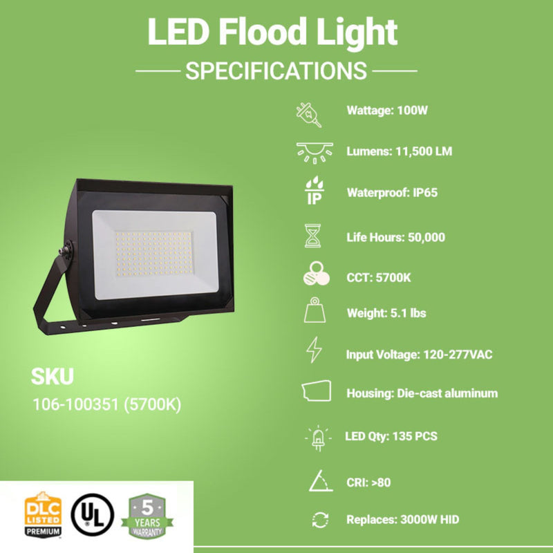 specifications of led flood light
