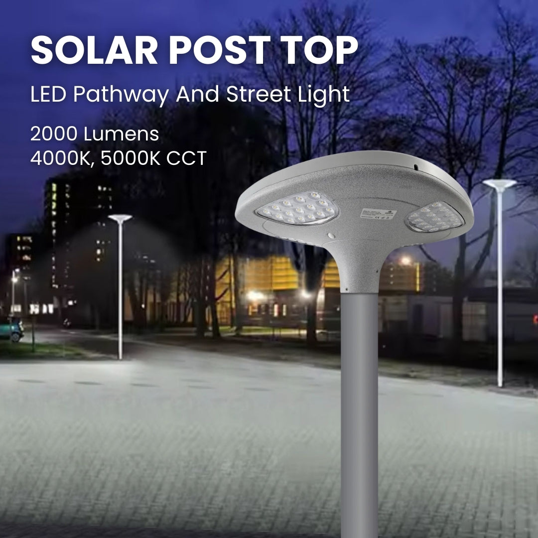 2000 Lumen Solar Post Top - LED Pathway And Street Light