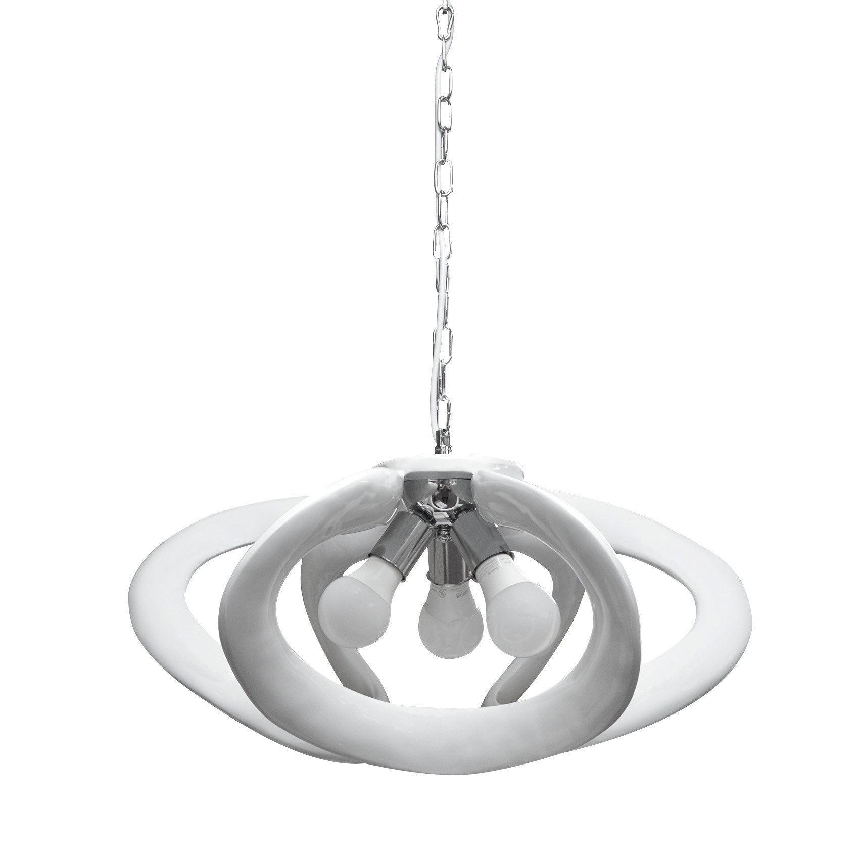 Pendant 3 Light White Open Shade