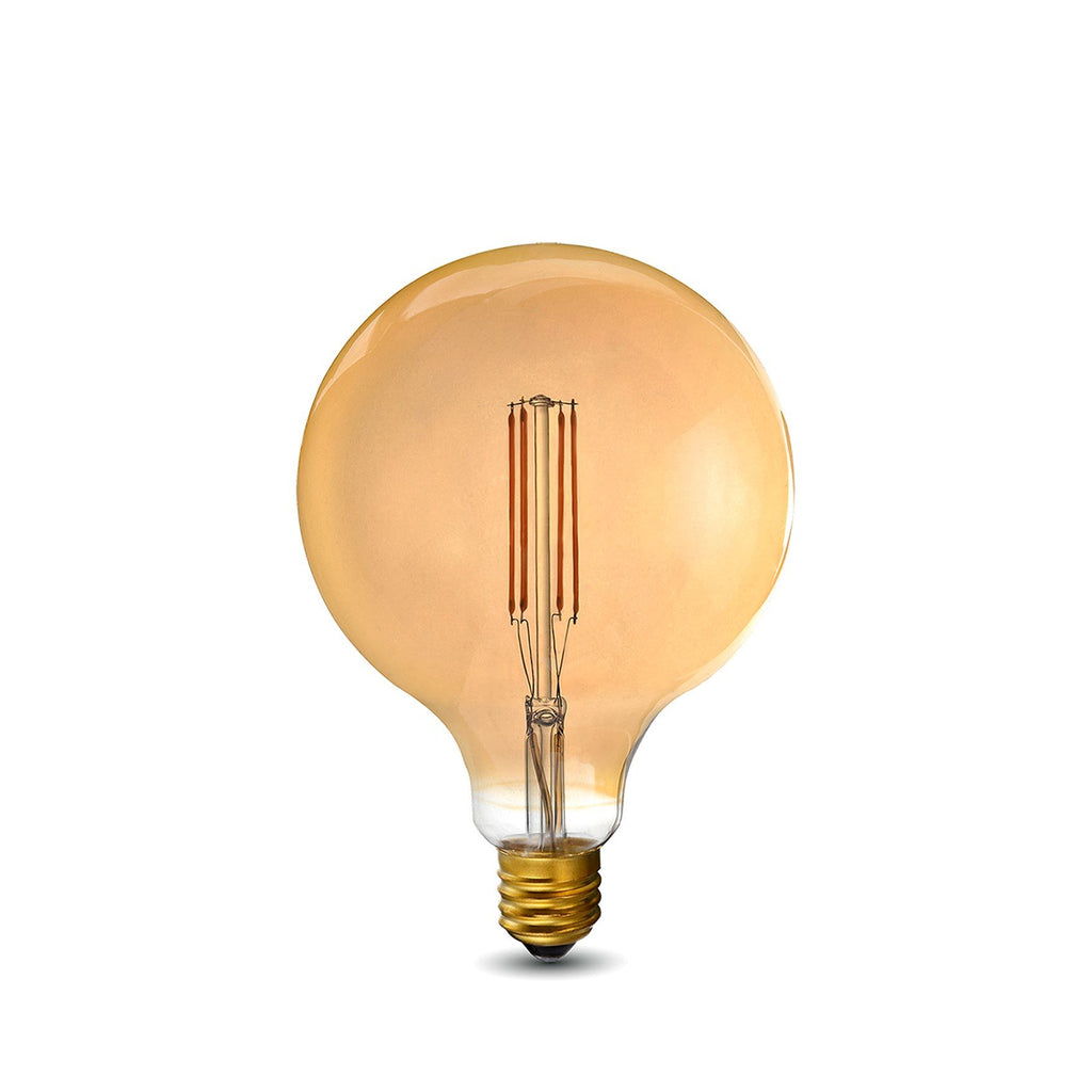LED Filament Bulb - G40 - 60 Watt Equivalent - Amber - E26 - Dimmable - 10 Pack - Green Light Depot