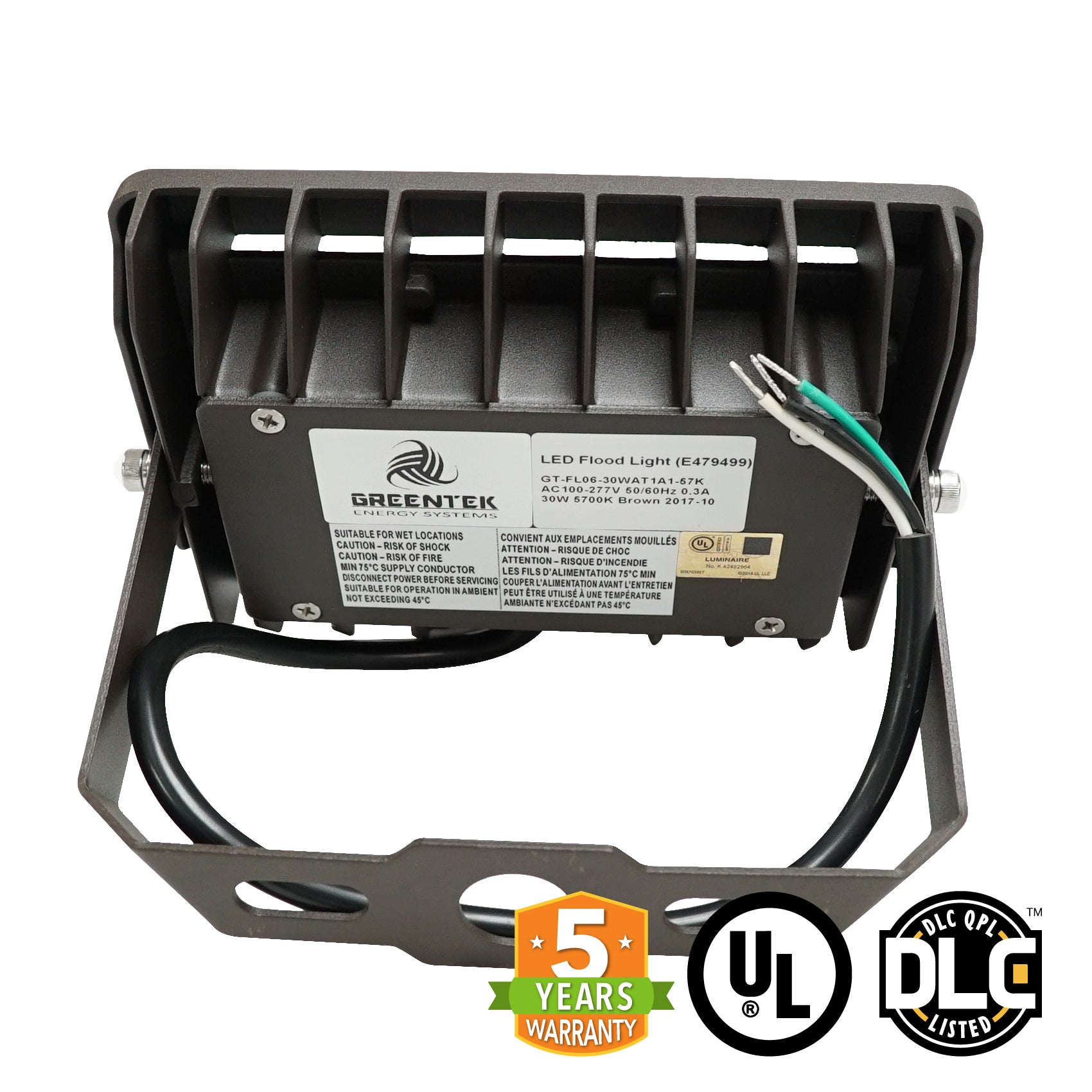 LED Flood Light - 30W - (UL+DLC) - 5 Year Warranty - Green Light Depot