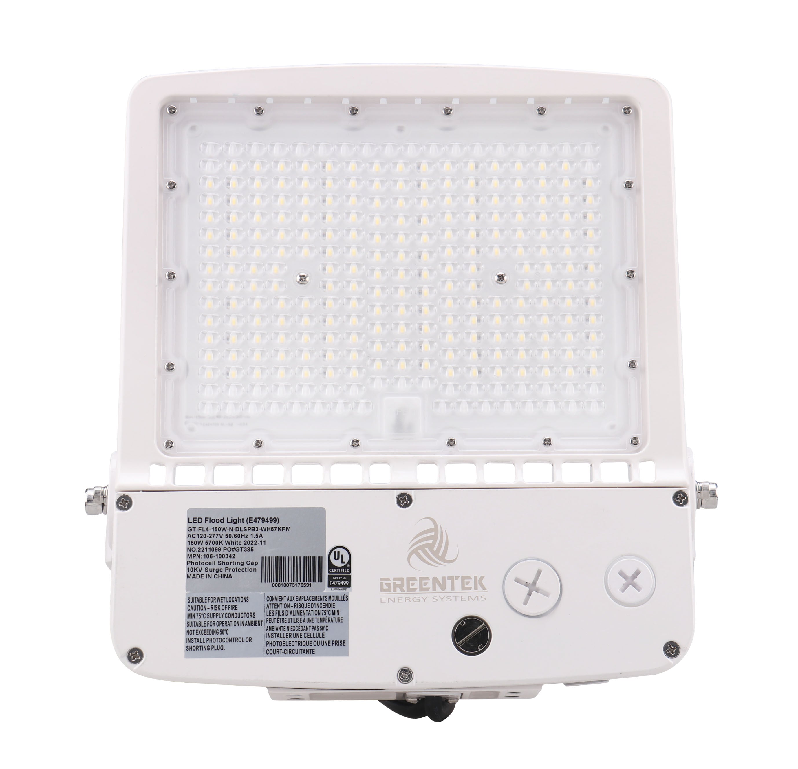 LED Flood Light - FL4 - 150W - 21750LM -  Flood Mount - White - DLC