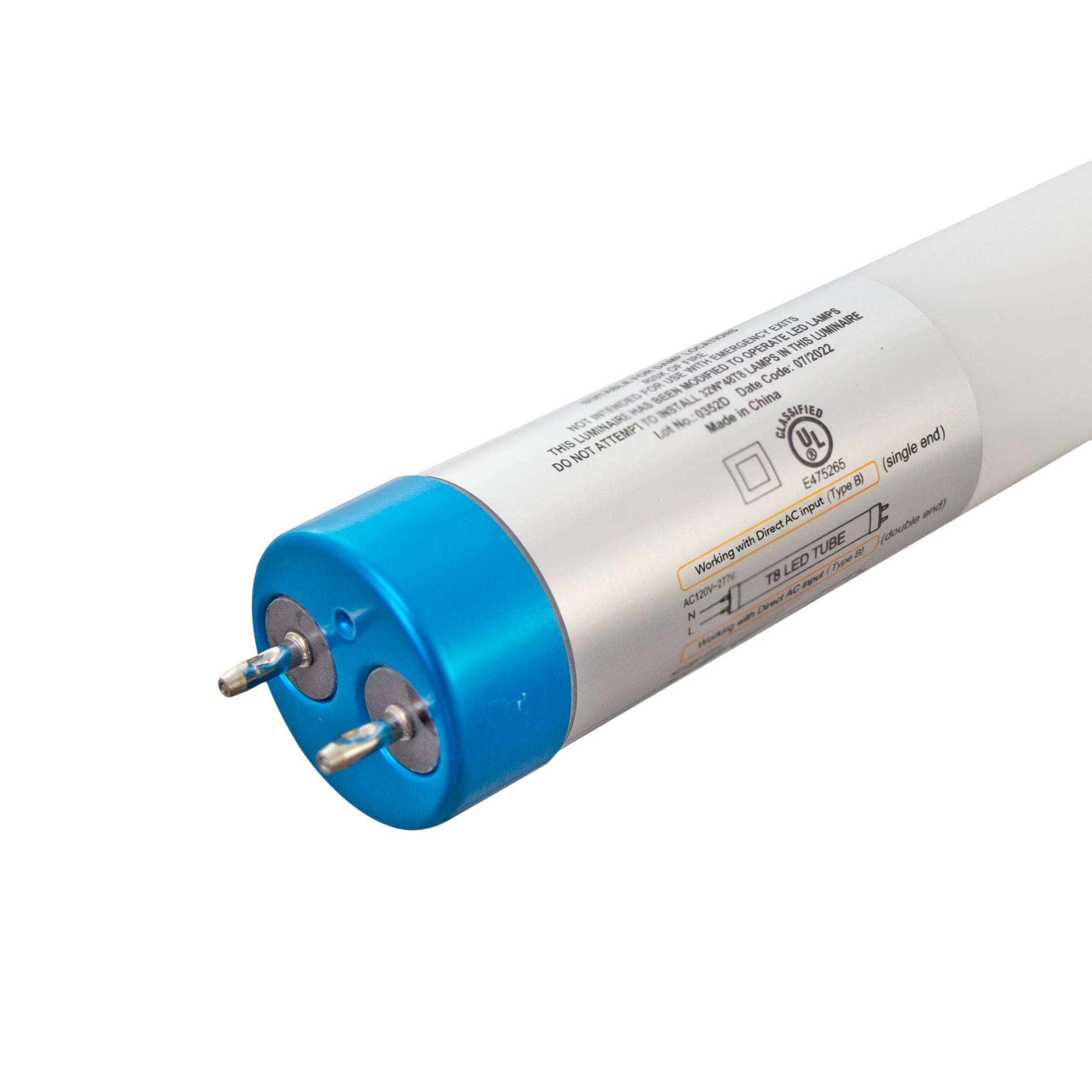 4ft 18W LED T8 Glass Tube Light | Type B Ballast Bypass | Double Ends & Single End UL Type B | DLC 5.1