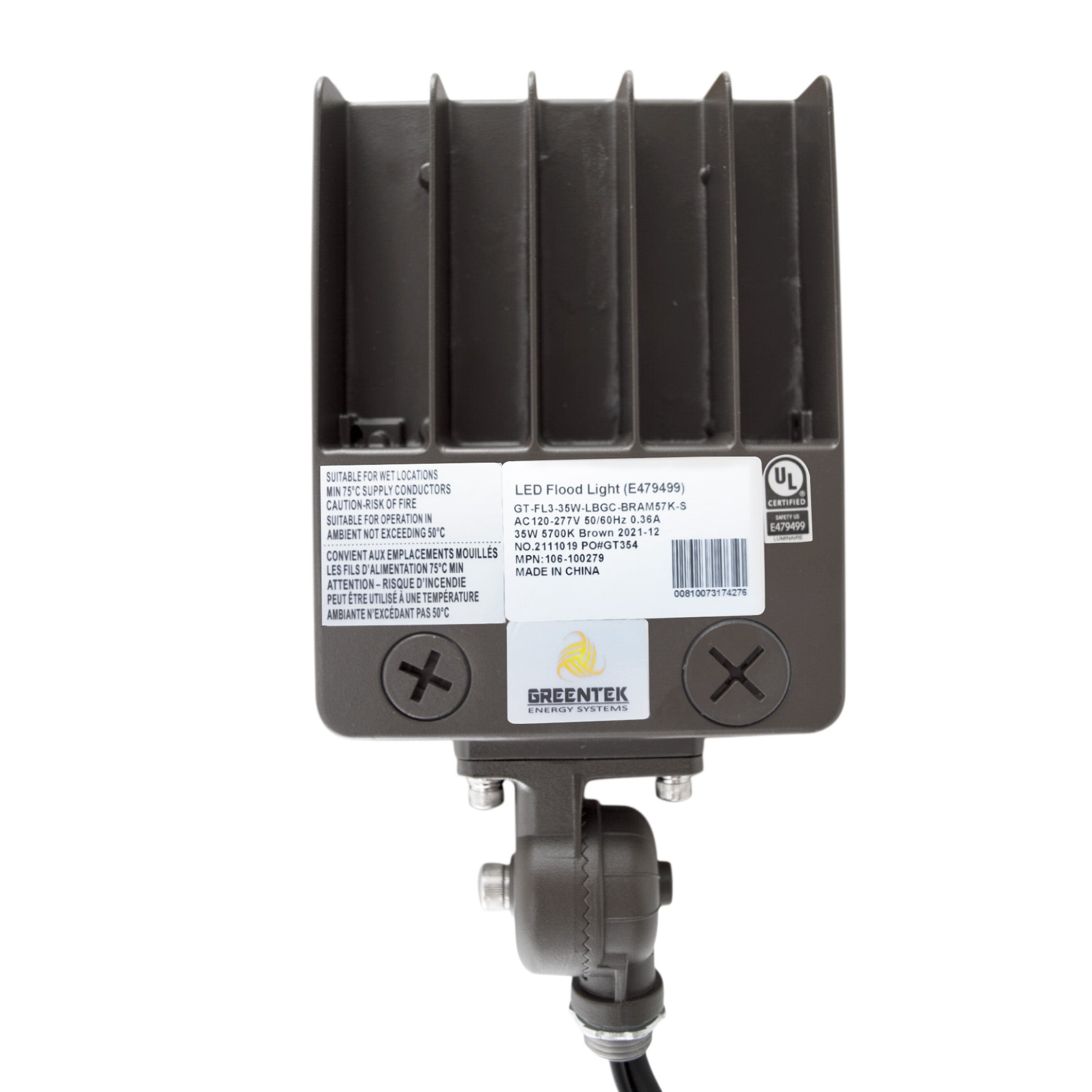 LED Flood Light - FL3 - 35W - 4317lm - Knuckle Mount - Landscape- (UL+DLC)