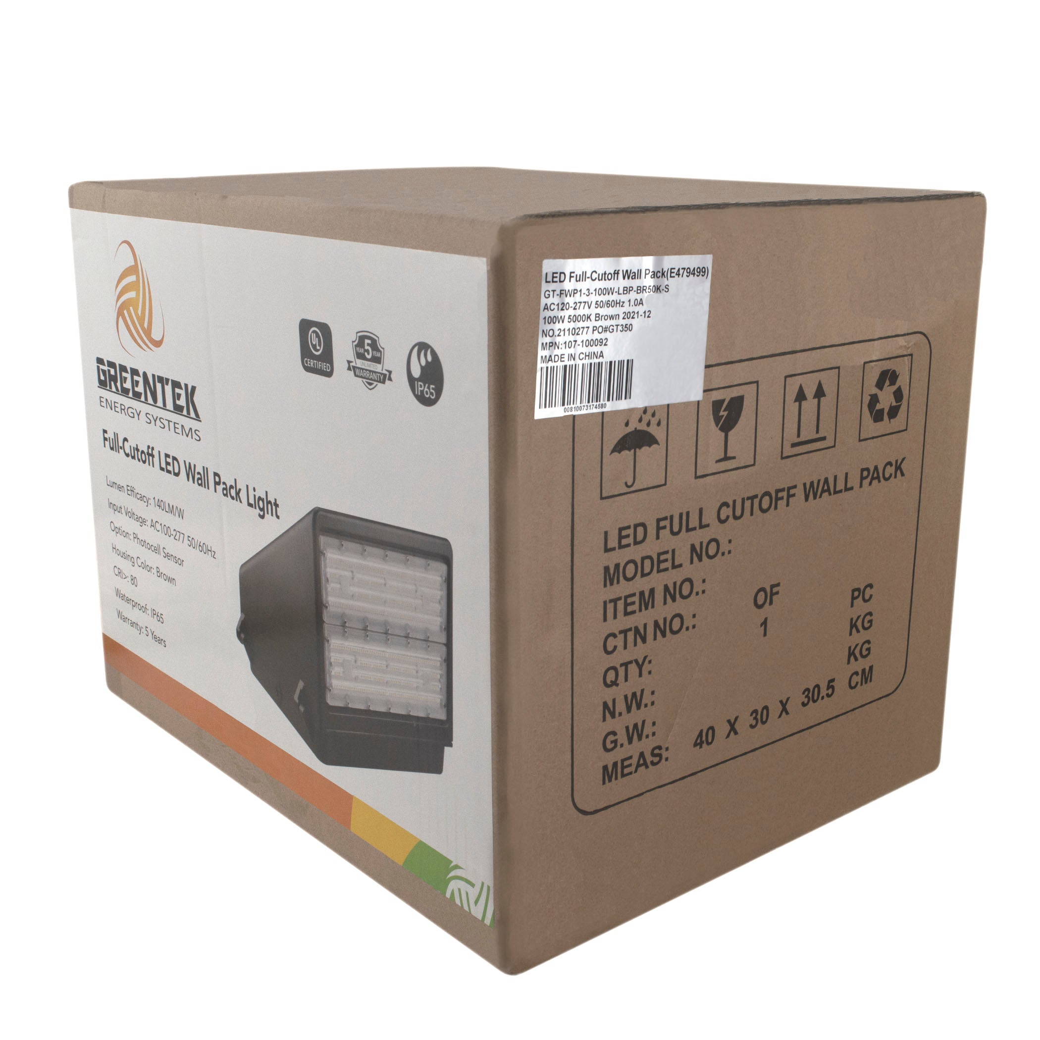 100W LED Wall Pack Light - Full Cutoff - New Dark Sky - Photocell Included -  DLC Listed